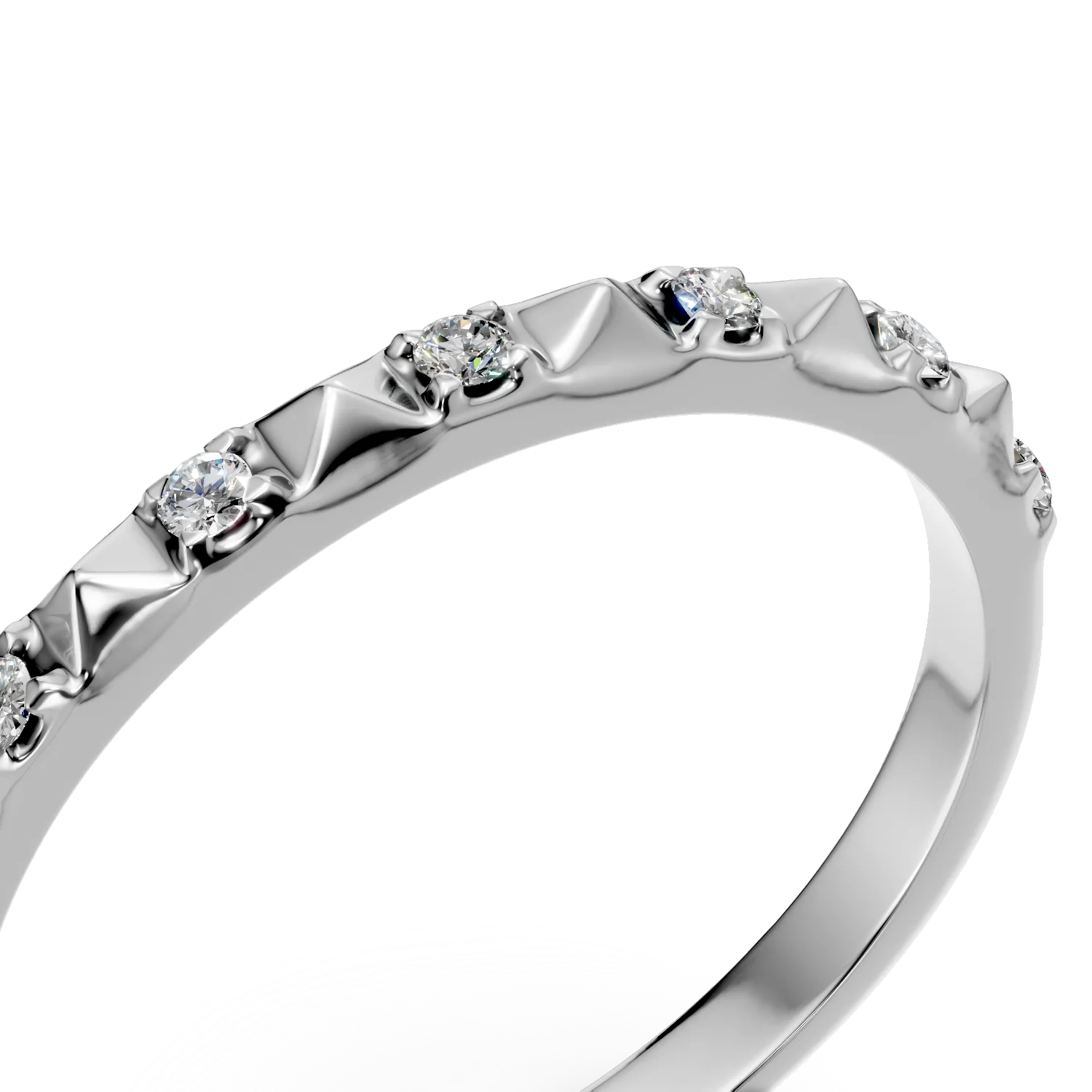 Inel semi eternity din aur alb cu diamante de 0.06ct