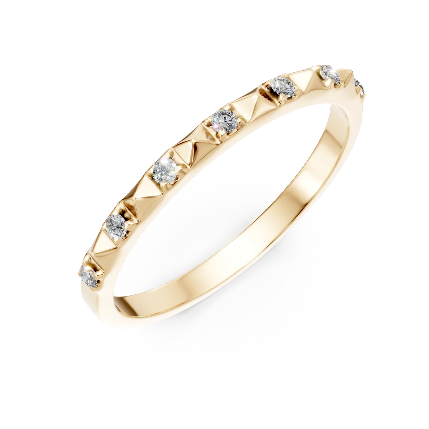 Inel semi eternity din aur galben cu diamante de 0.06ct