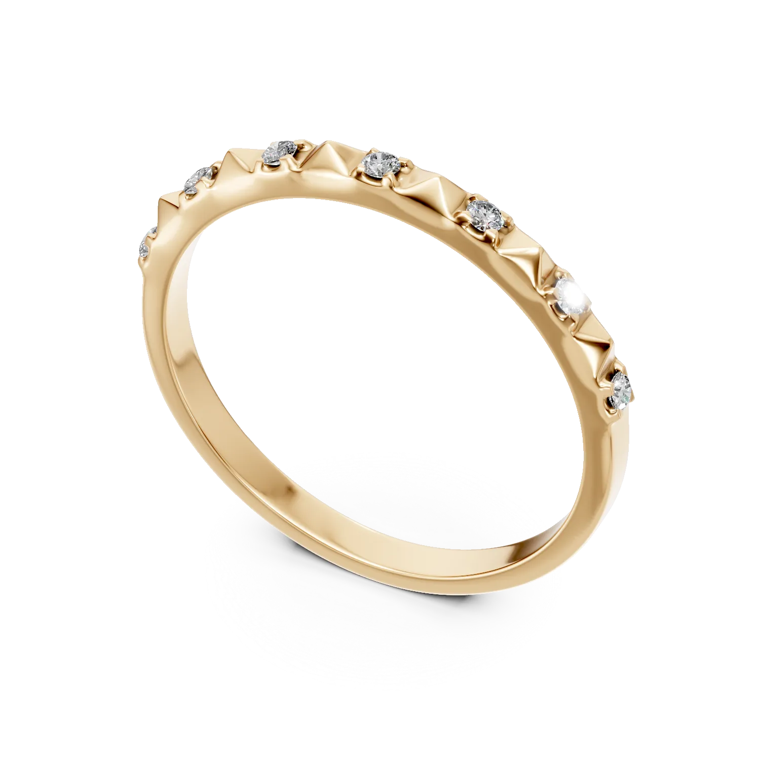 Inel semi eternity din aur galben cu diamante de 0.06ct