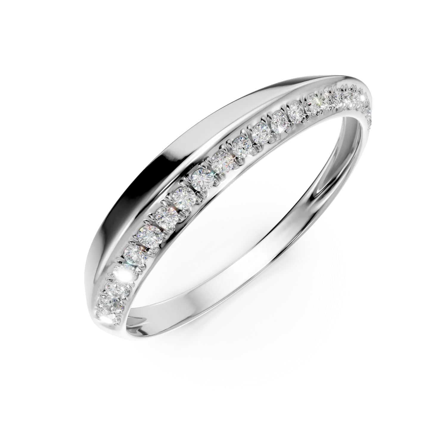 Inel semi eternity din aur alb cu diamante de 0.1ct