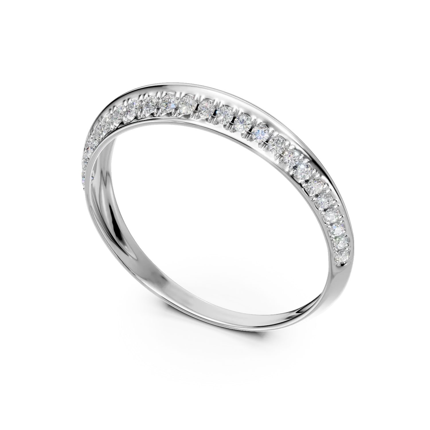 Inel semi eternity din aur alb cu diamante de 0.1ct