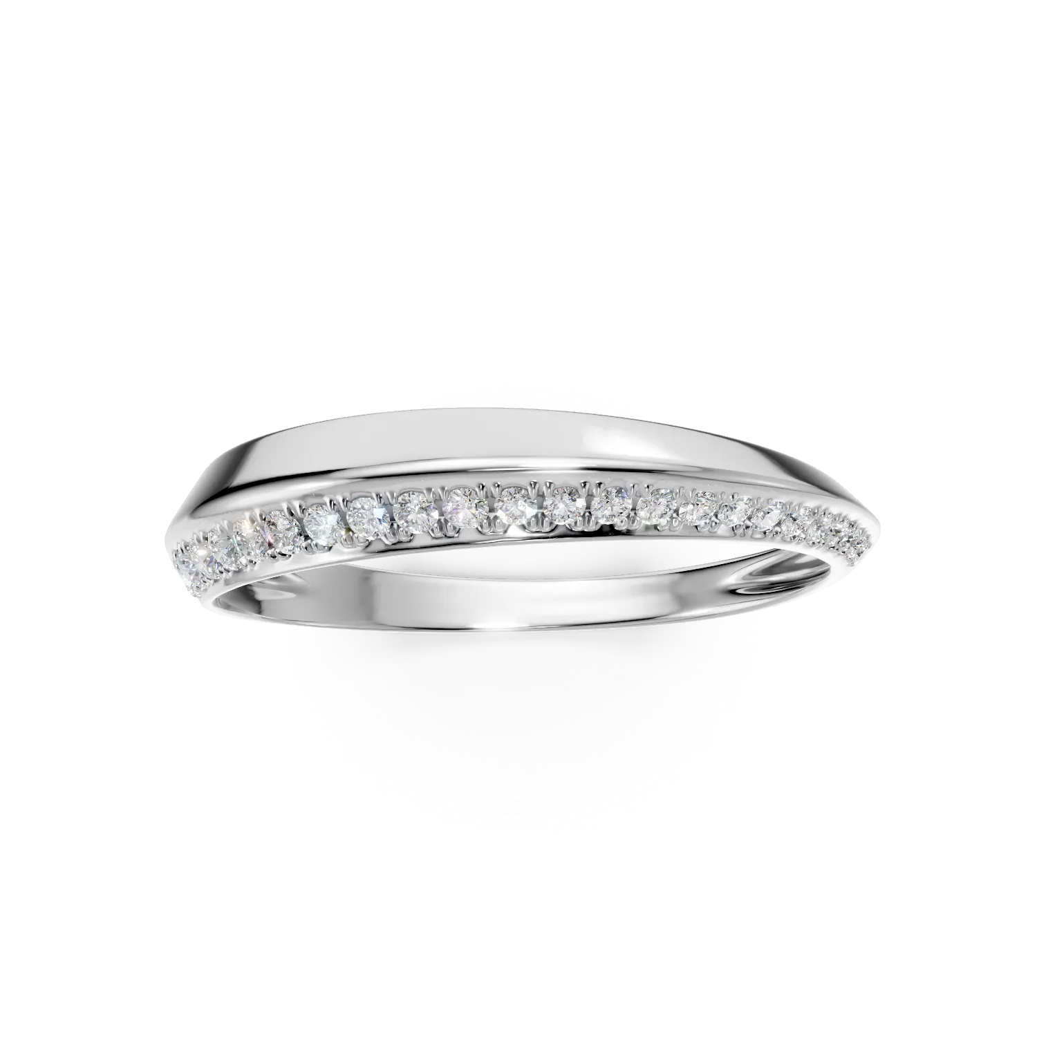 Inel semi eternity din aur alb cu diamante de 0.1ct