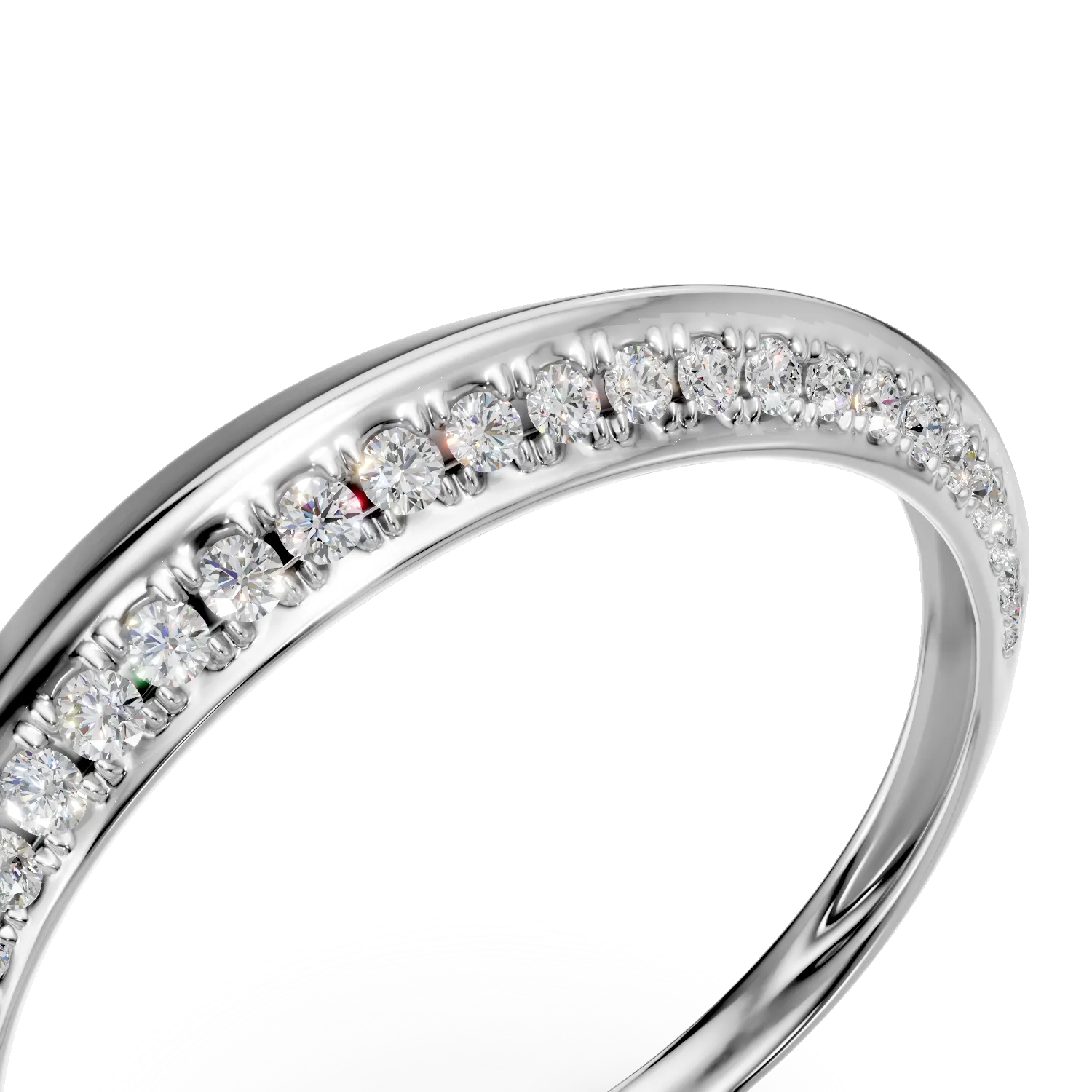 Inel semi eternity din aur alb cu diamante de 0.1ct