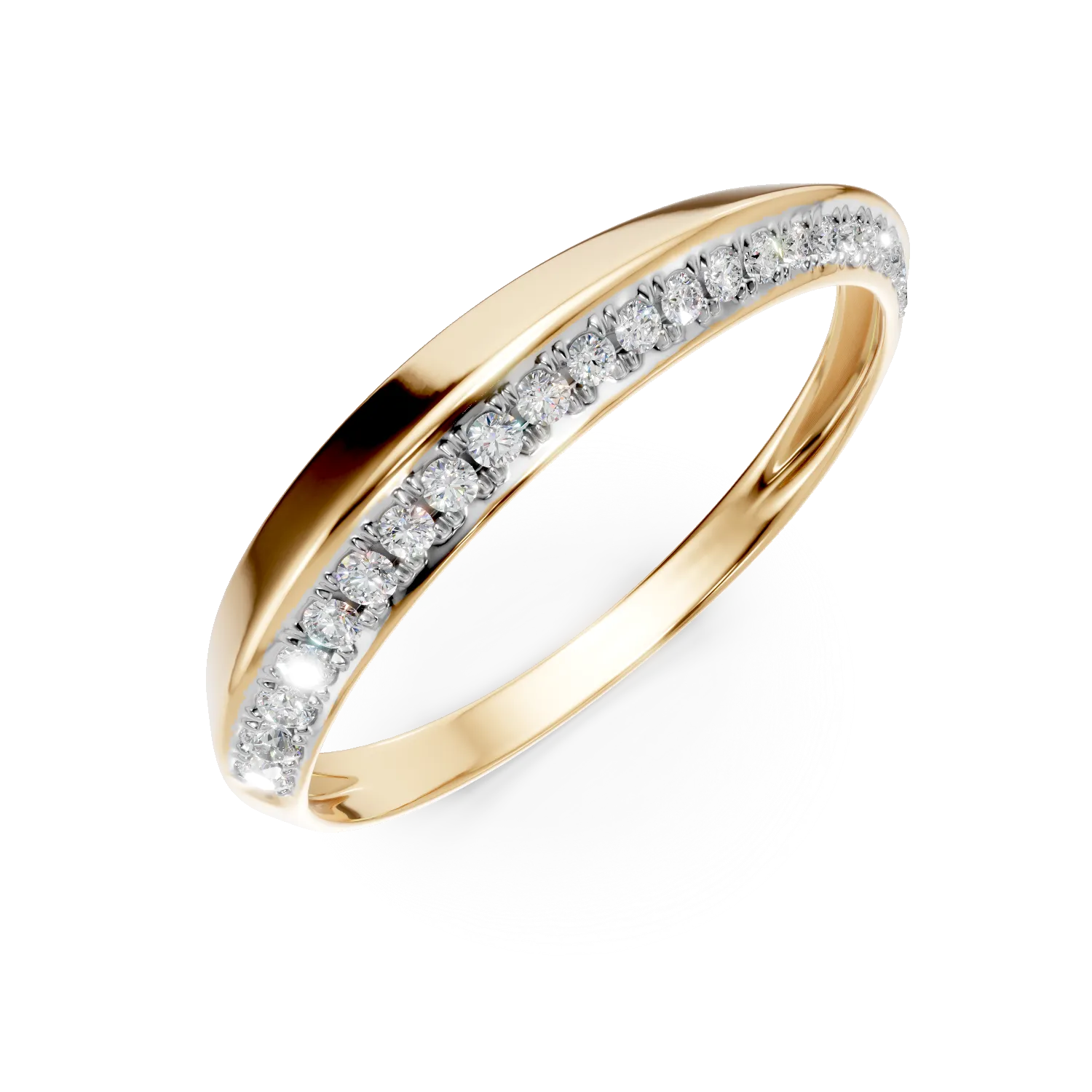 Inel semi eternity din aur galben cu diamante de 0.1ct