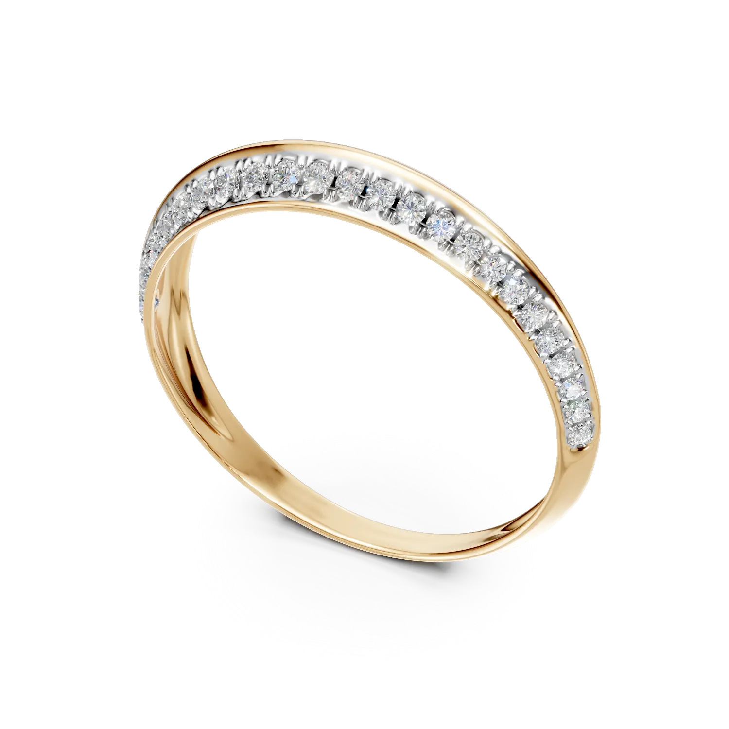Inel semi eternity din aur galben cu diamante de 0.1ct