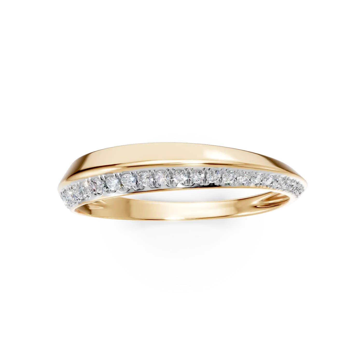 Inel semi eternity din aur galben cu diamante de 0.1ct