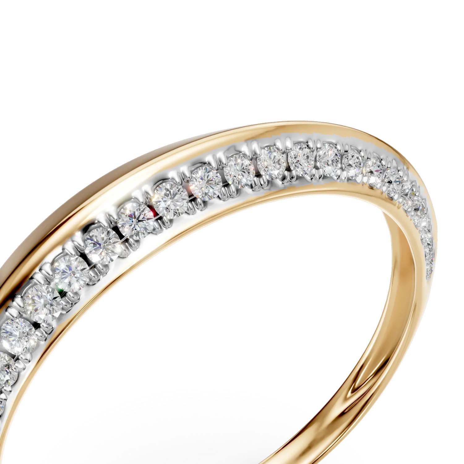 Inel semi eternity din aur galben cu diamante de 0.1ct