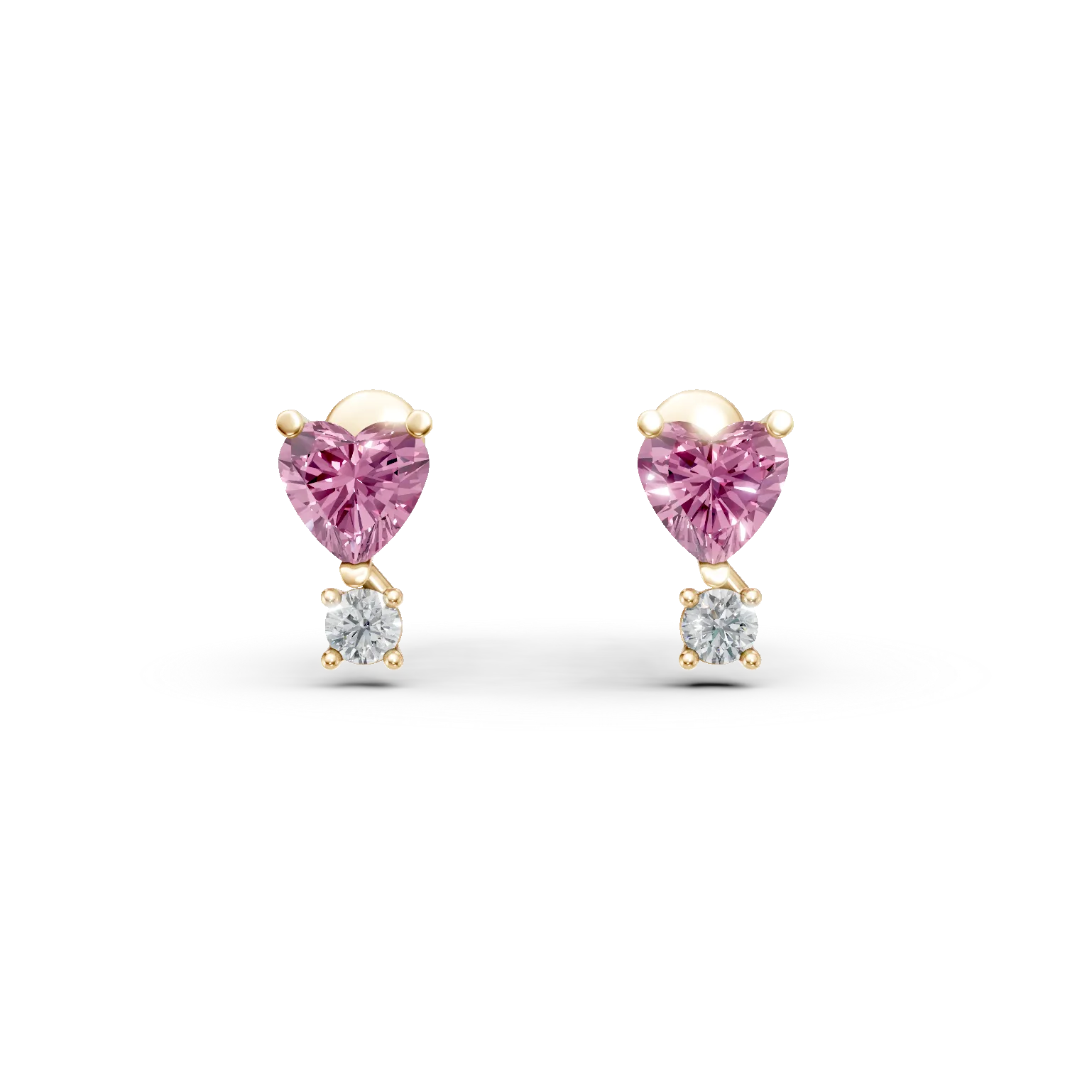Cercei din aur galben cu zirconii roz si incolore pentru copii