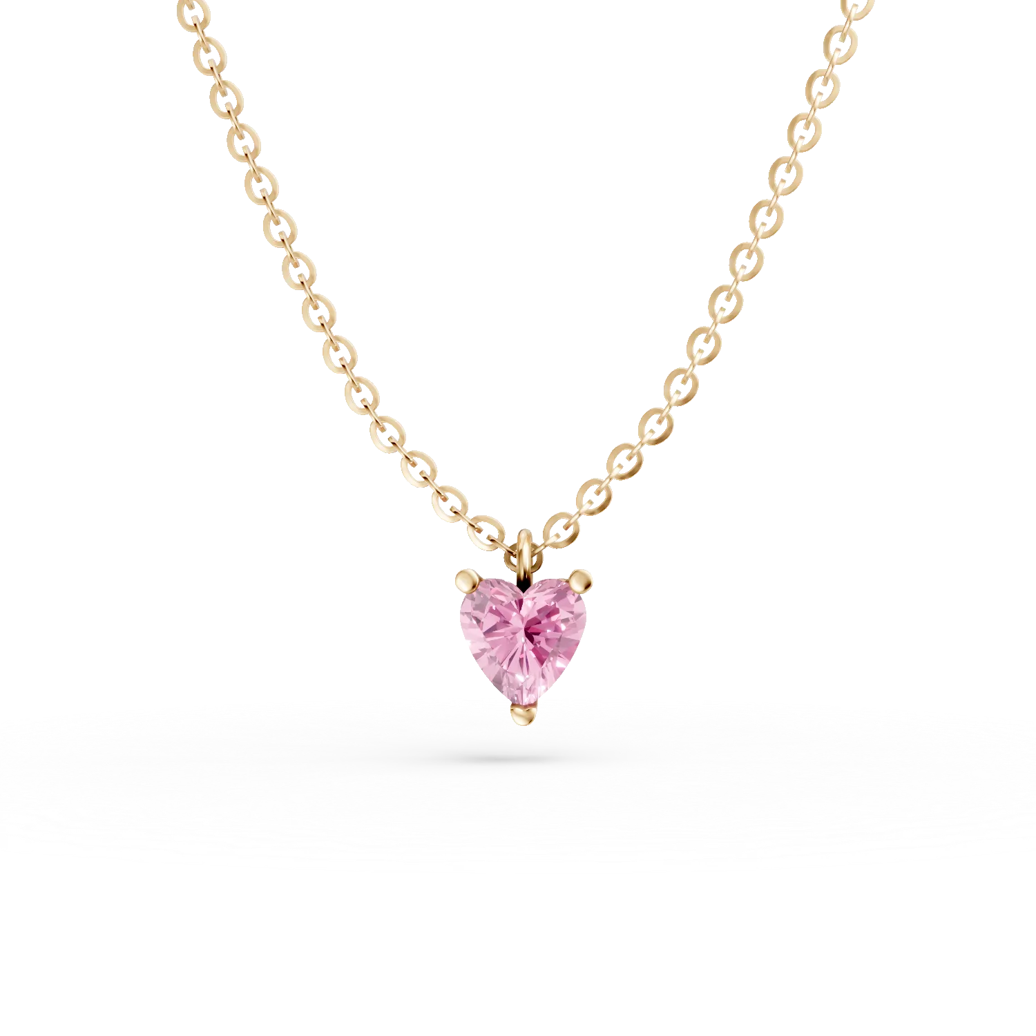 Lant cu pandantiv din aur galben cu zirconia roz pentru copii