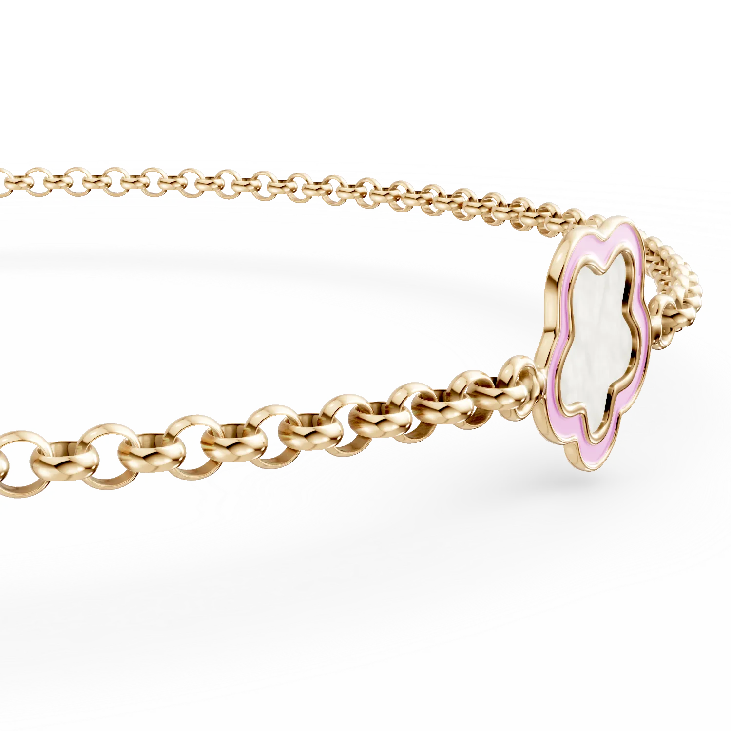 Bratara floare din aur galben cu sidef de 0.02ct pentru copii