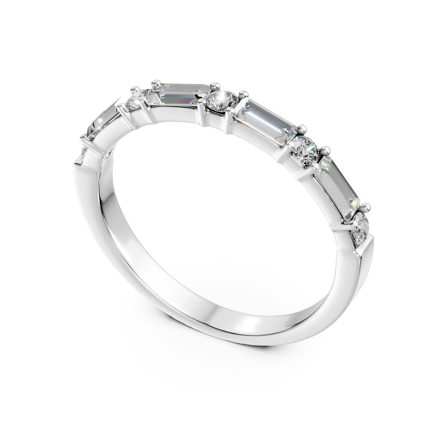 Inel minimalist din aur alb cu diamante de 0.6ct create in laborator