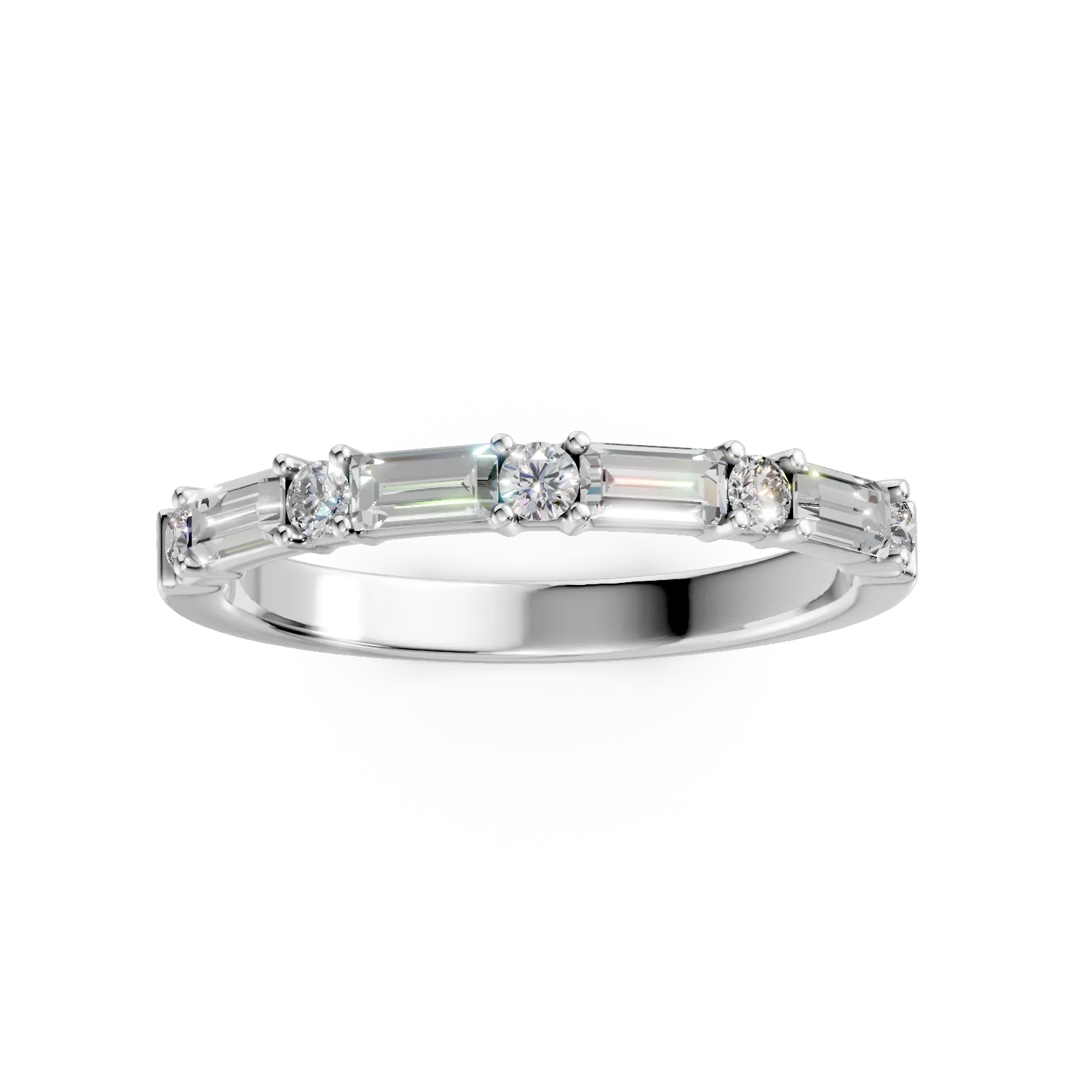 Inel minimalist din aur alb cu diamante de 0.6ct create in laborator