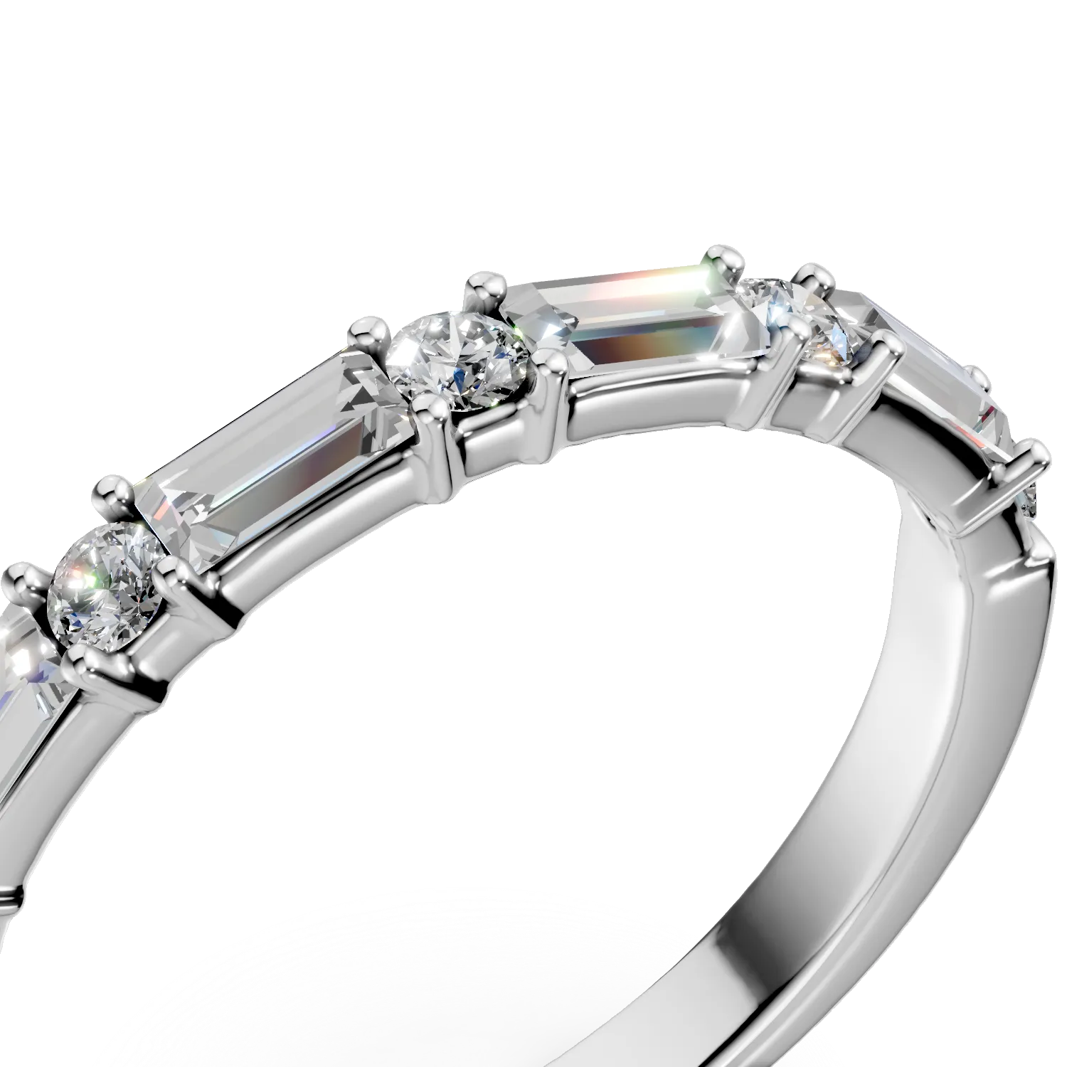 Inel minimalist din aur alb cu diamante de 0.6ct create in laborator