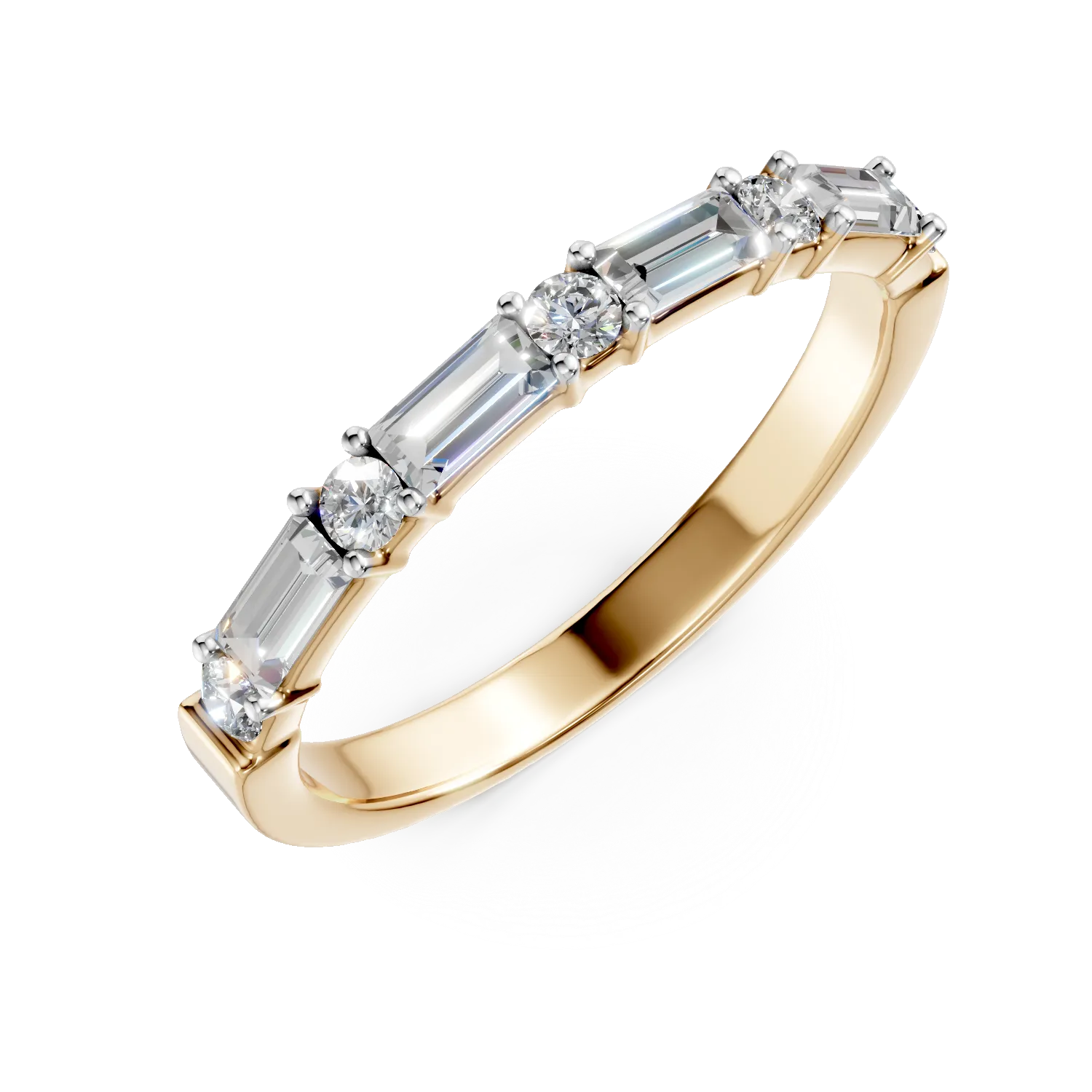 Inel minimalist din aur galben cu diamante de 0.6ct create in laborator