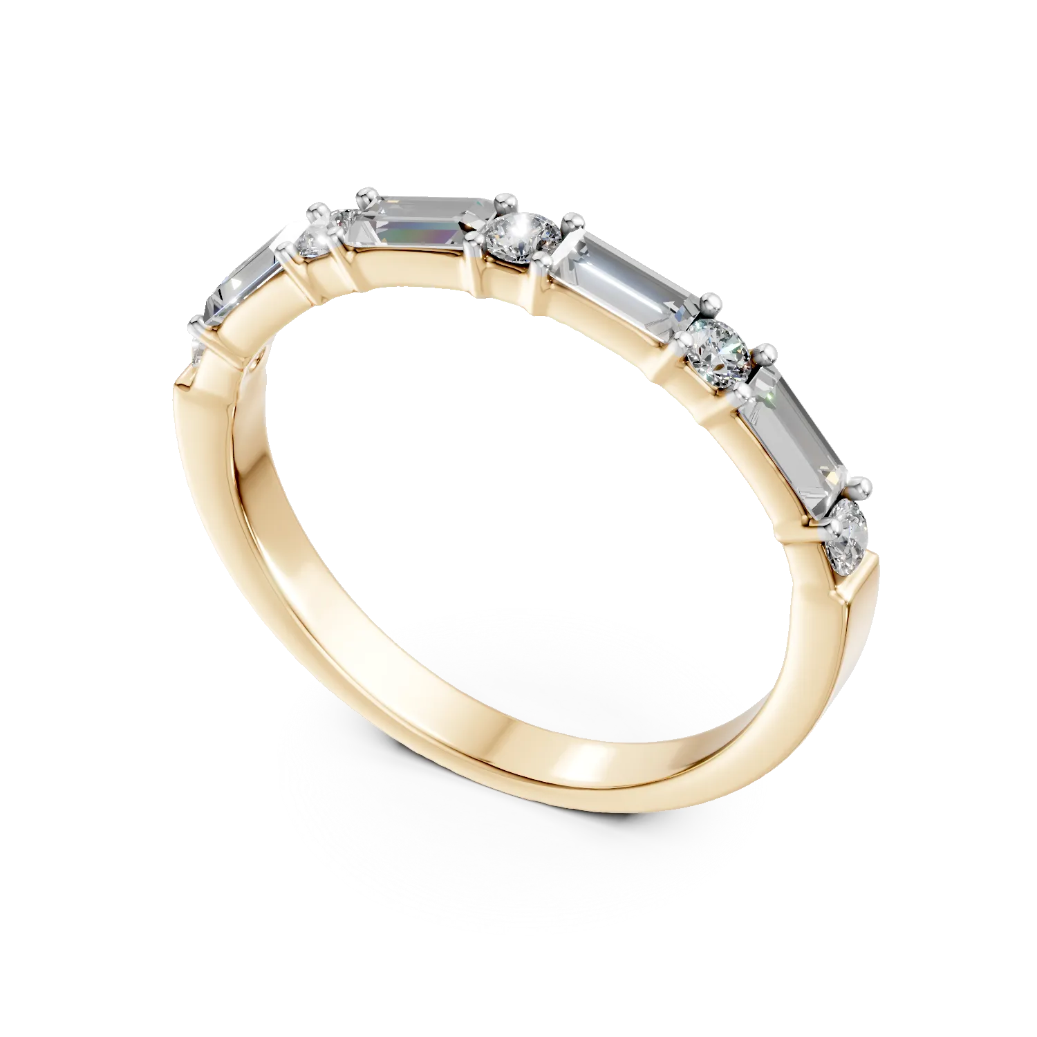 Inel semi eternity din aur galben cu diamante de 0.6ct create in laborator