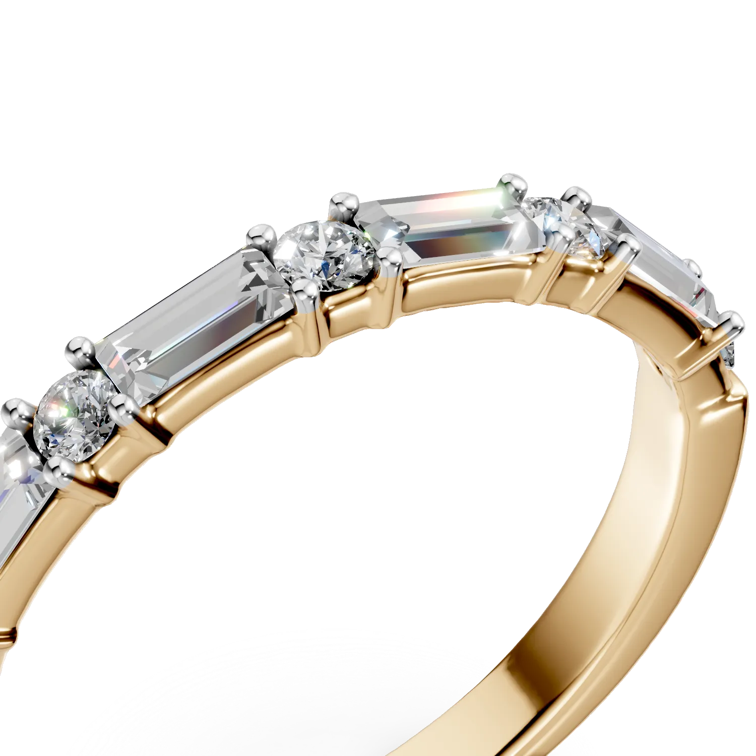 Inel semi eternity din aur galben cu diamante de 0.6ct create in laborator