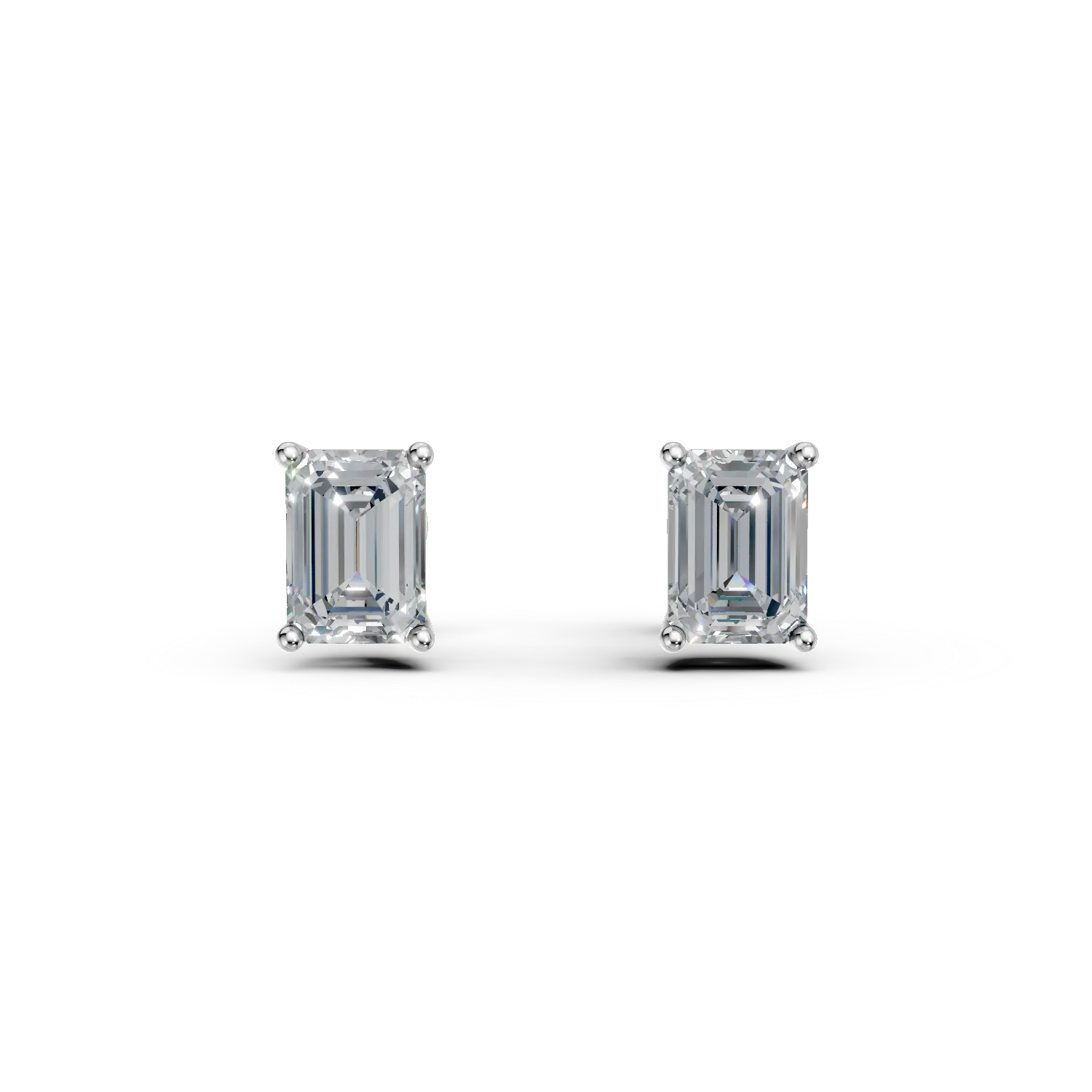 Cercei geometrici din aur alb cu diamante de 2ct create in laborator