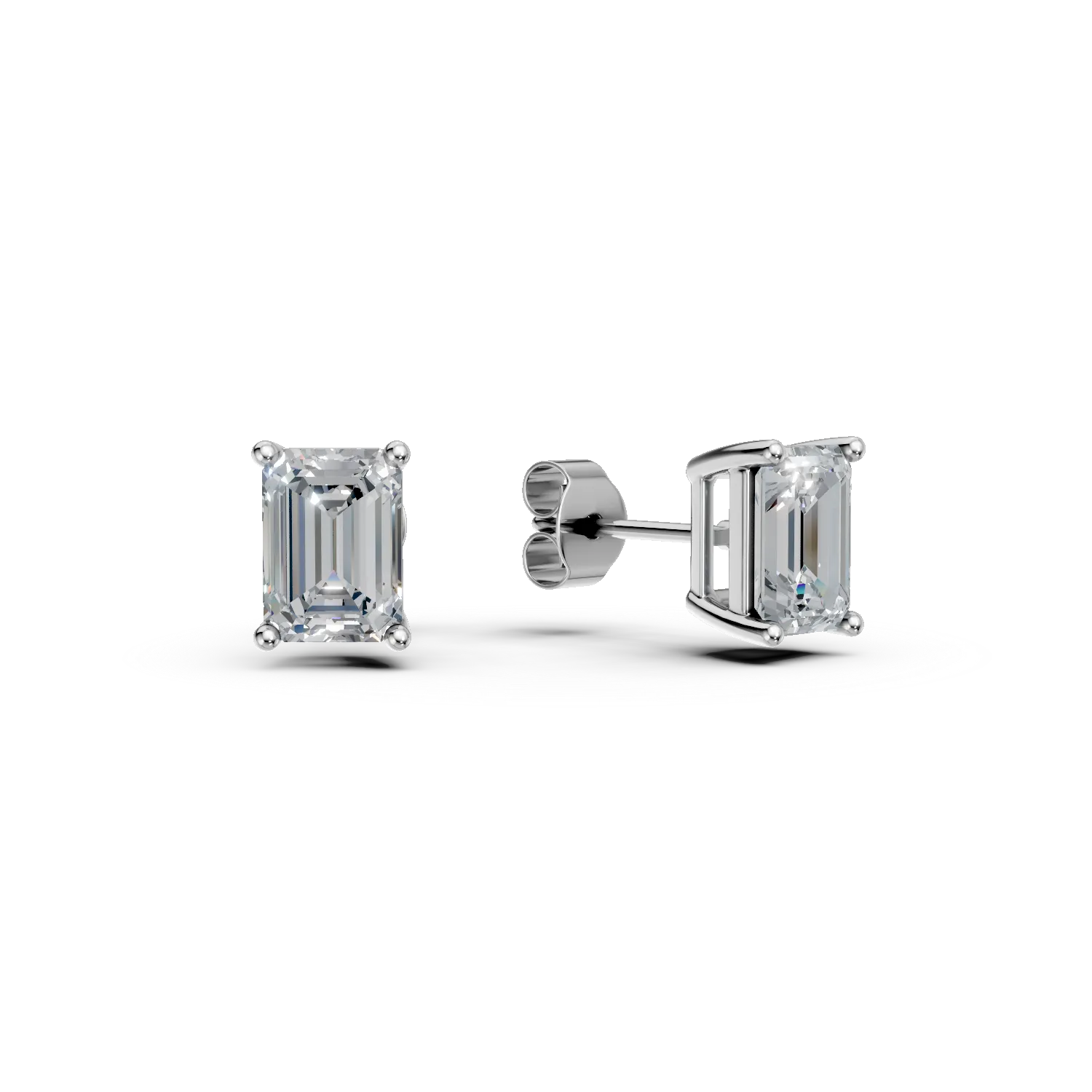 Cercei geometrici din aur alb cu diamante de 2ct create in laborator