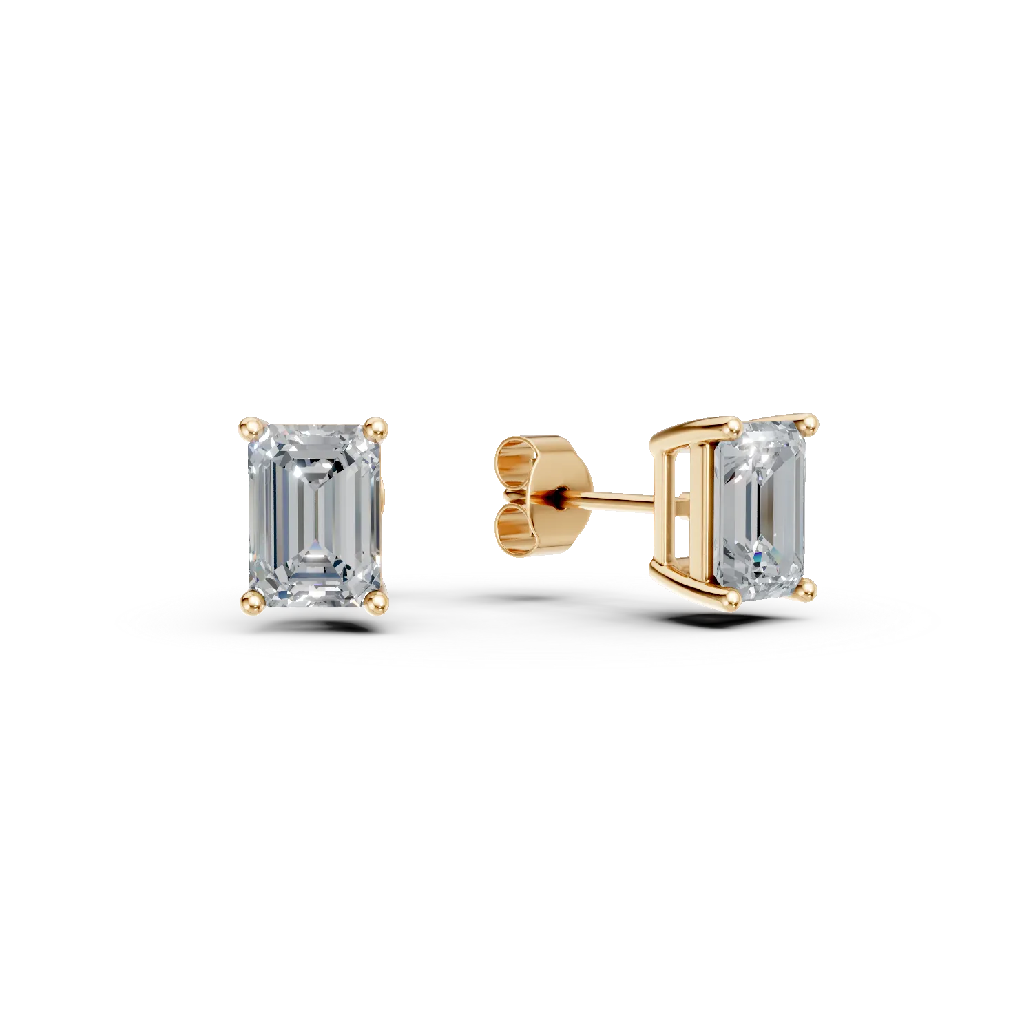 Cercei geometrici din aur galben cu diamante de 2.04ct create in laborator