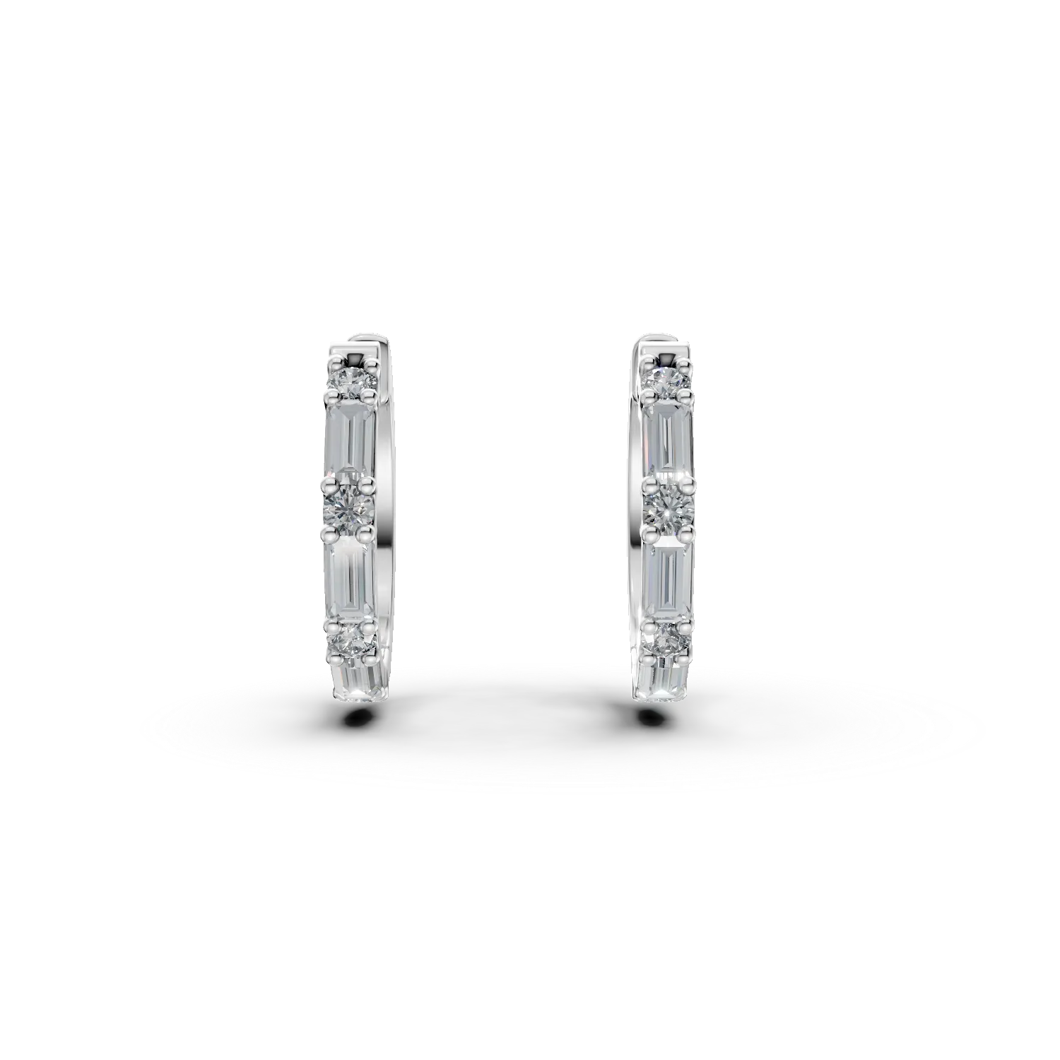 Cercei creole din aur alb cu diamante de 0.9ct create in laborator