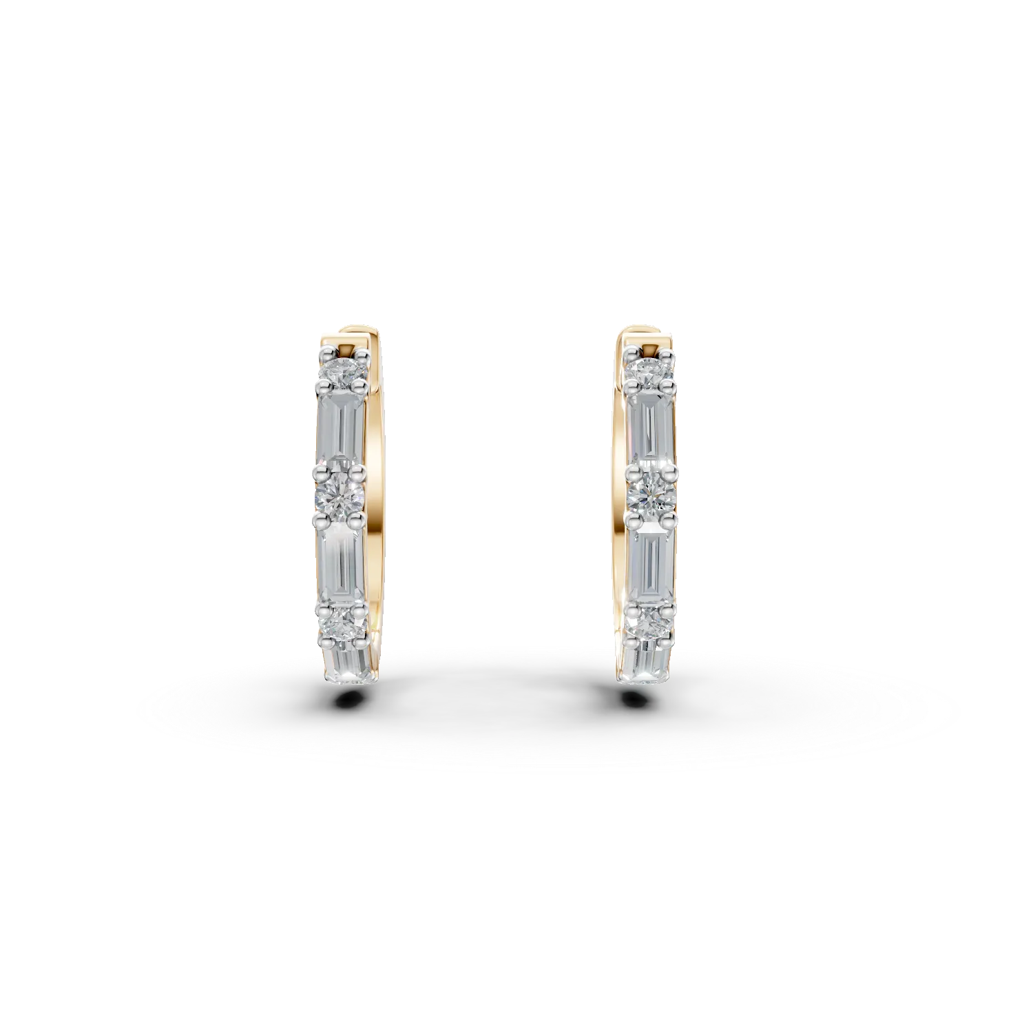 Cercei creole din aur galben cu diamante de 0.9ct create in laborator