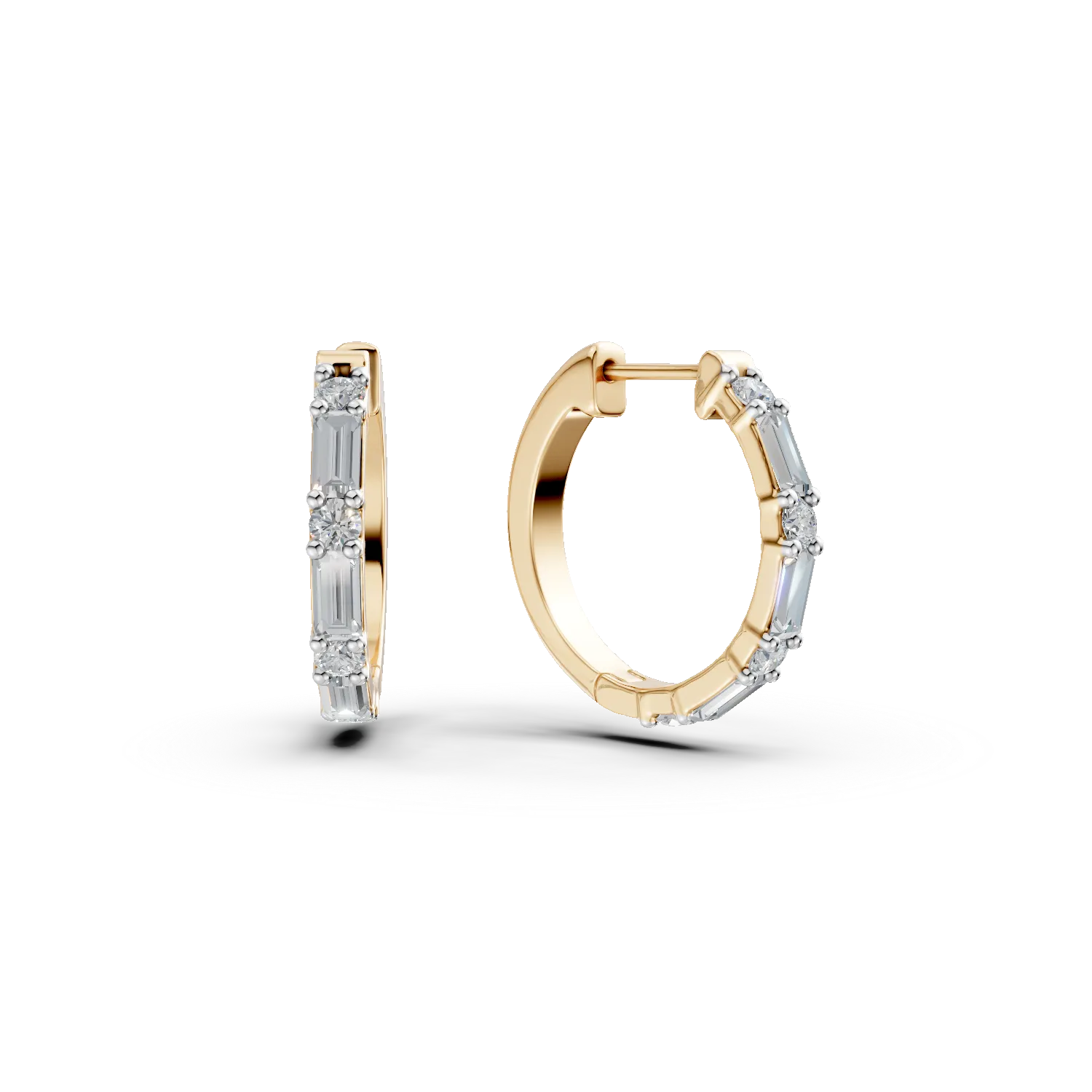 Cercei creole din aur galben cu diamante de 0.9ct create in laborator