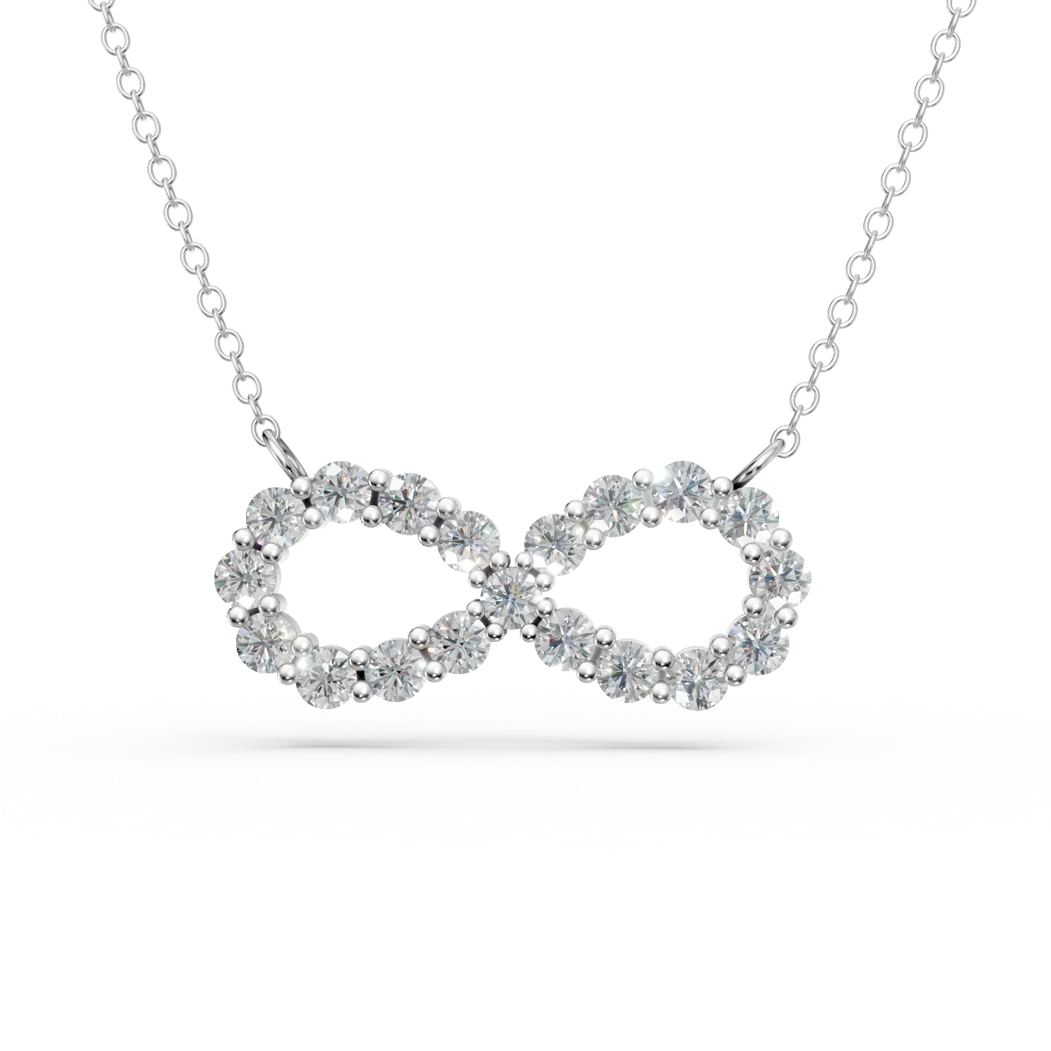 Lant cu pandantiv infinit din aur alb cu diamante de 0.5ct create in laborator