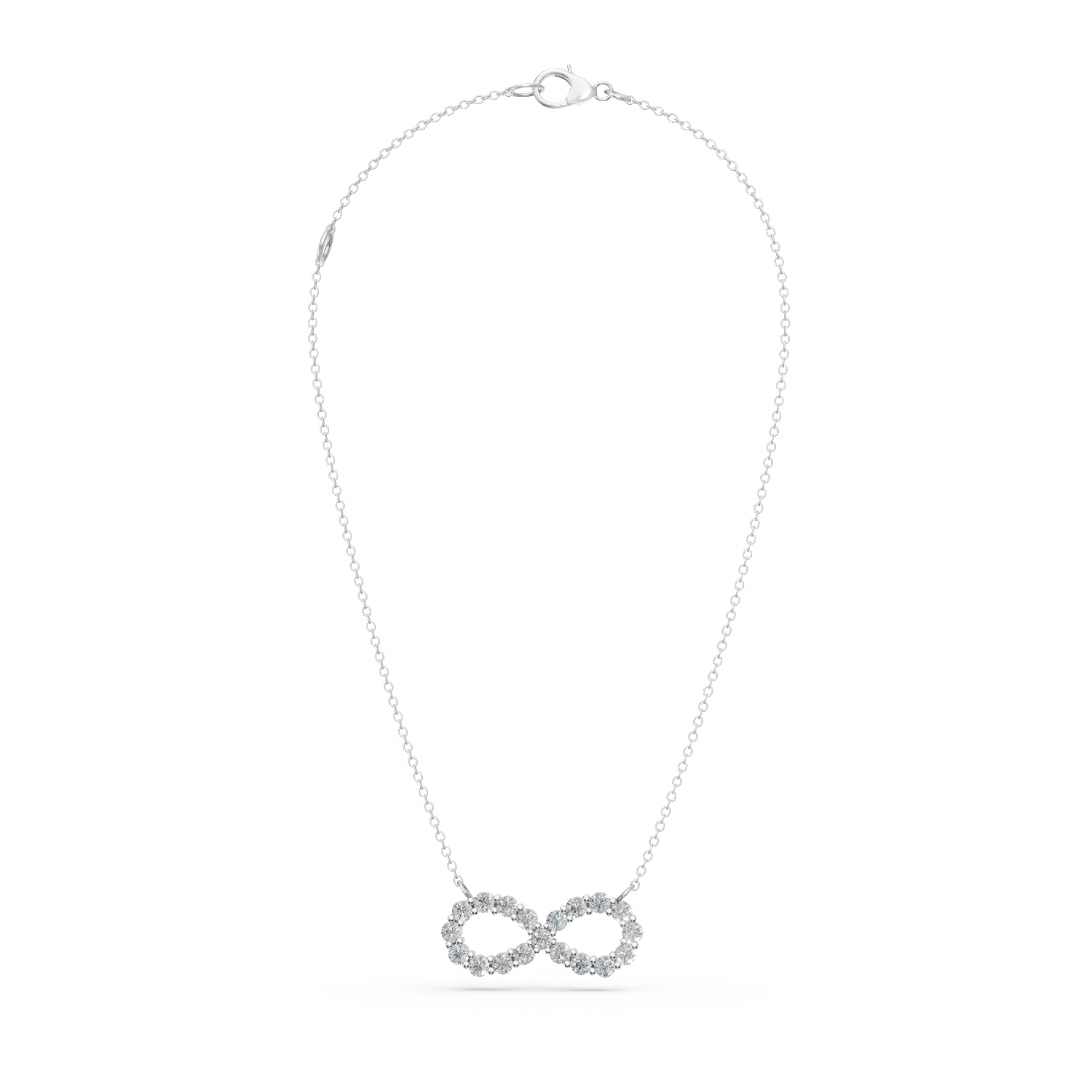 Lant cu pandantiv infinit din aur alb cu diamante de 0.5ct create in laborator