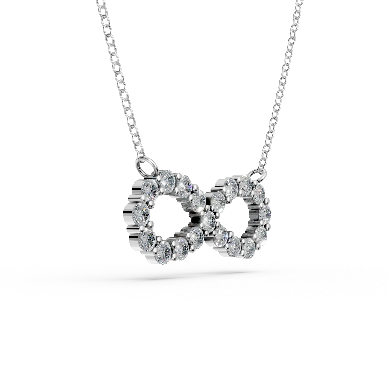 Lant cu pandantiv infinit din aur alb cu diamante de 0.5ct create in laborator
