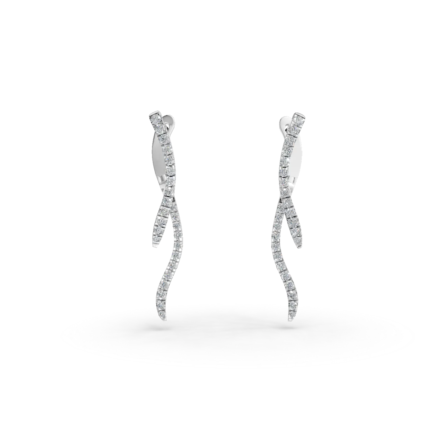 Cercei geometrici din aur alb cu diamante de 0.4ct create in laborator