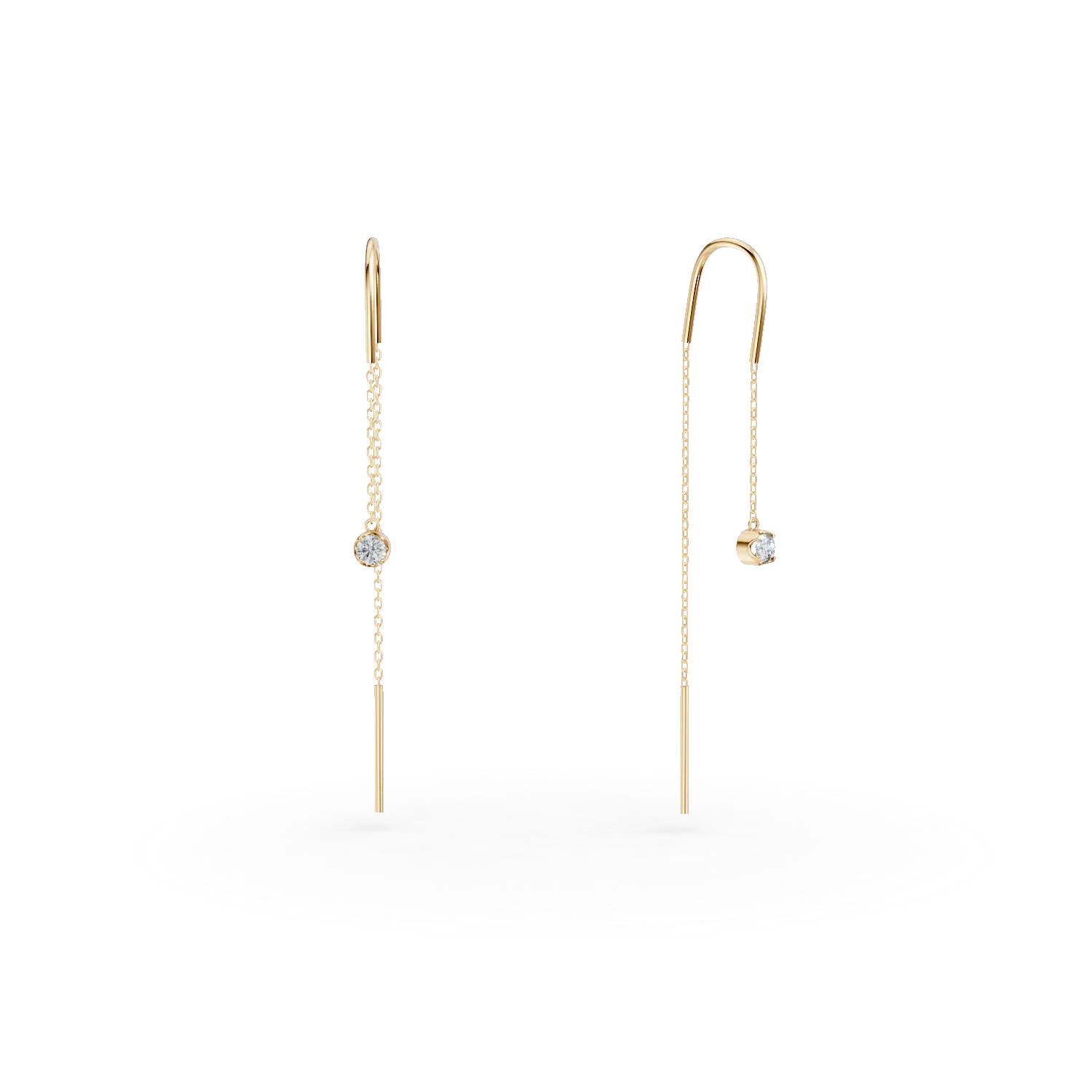 Cercei lungi din aur galben cu diamante de 0.1ct create in laborator