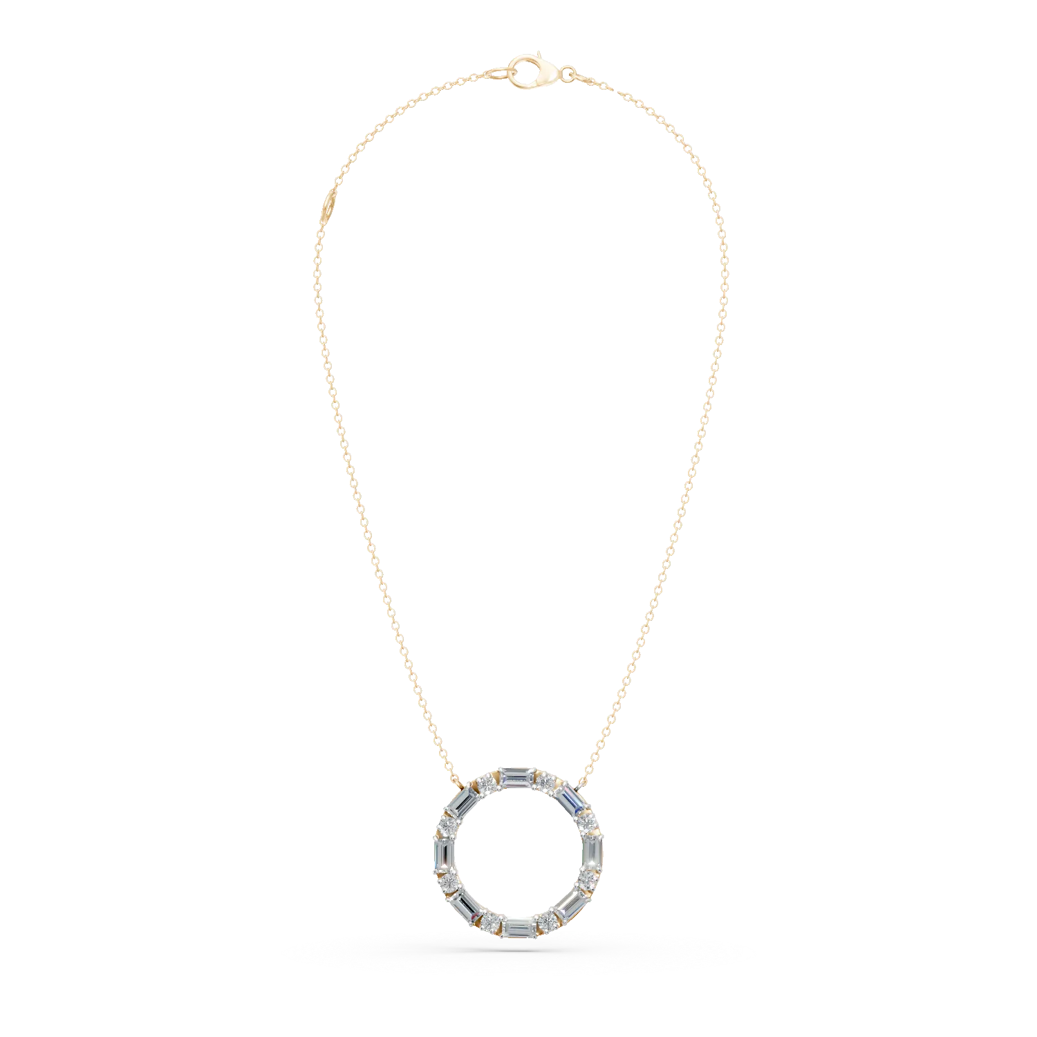 Lant cu pandantiv cerc din aur galben cu diamante de 1.1ct create in laborator - imagine 2