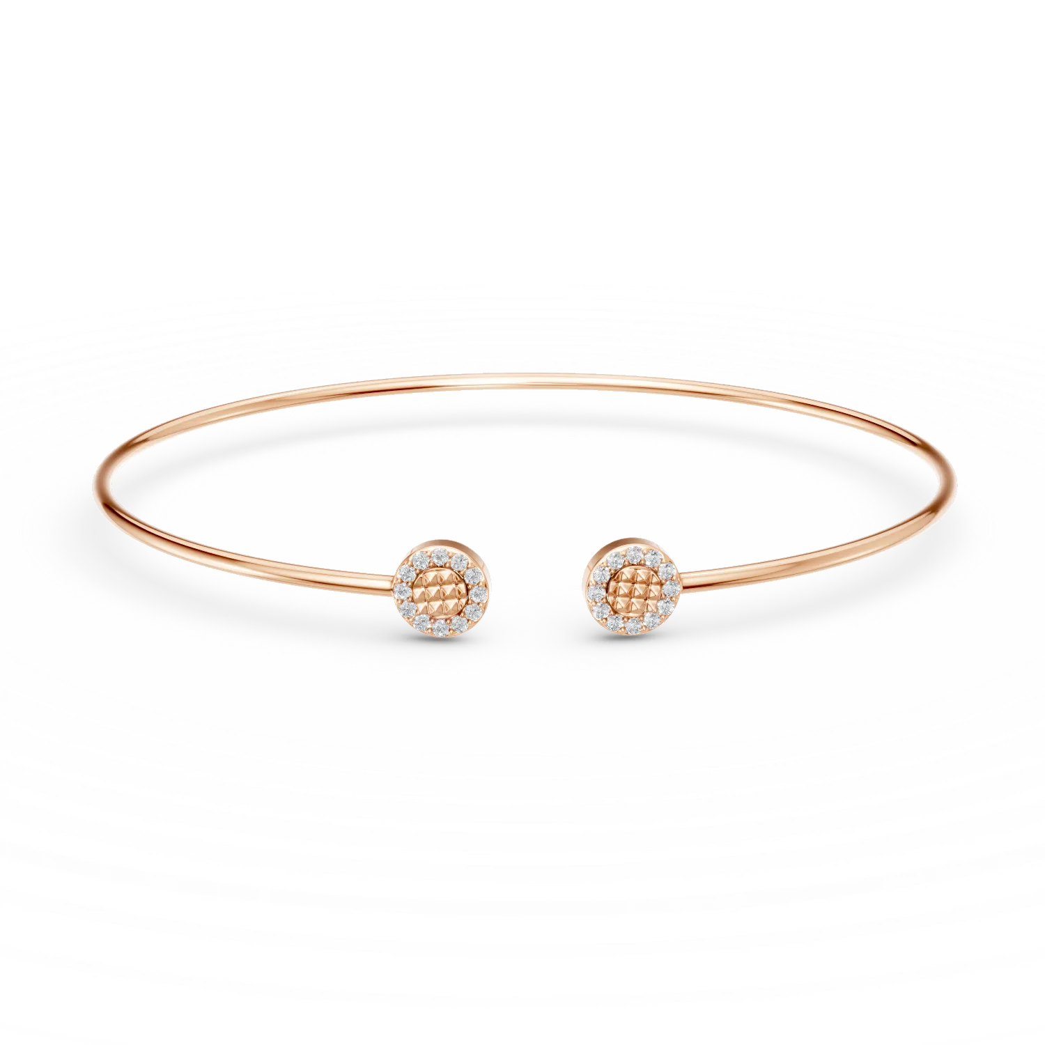 Bratara fixa deschisa din aur roz cu zirconii