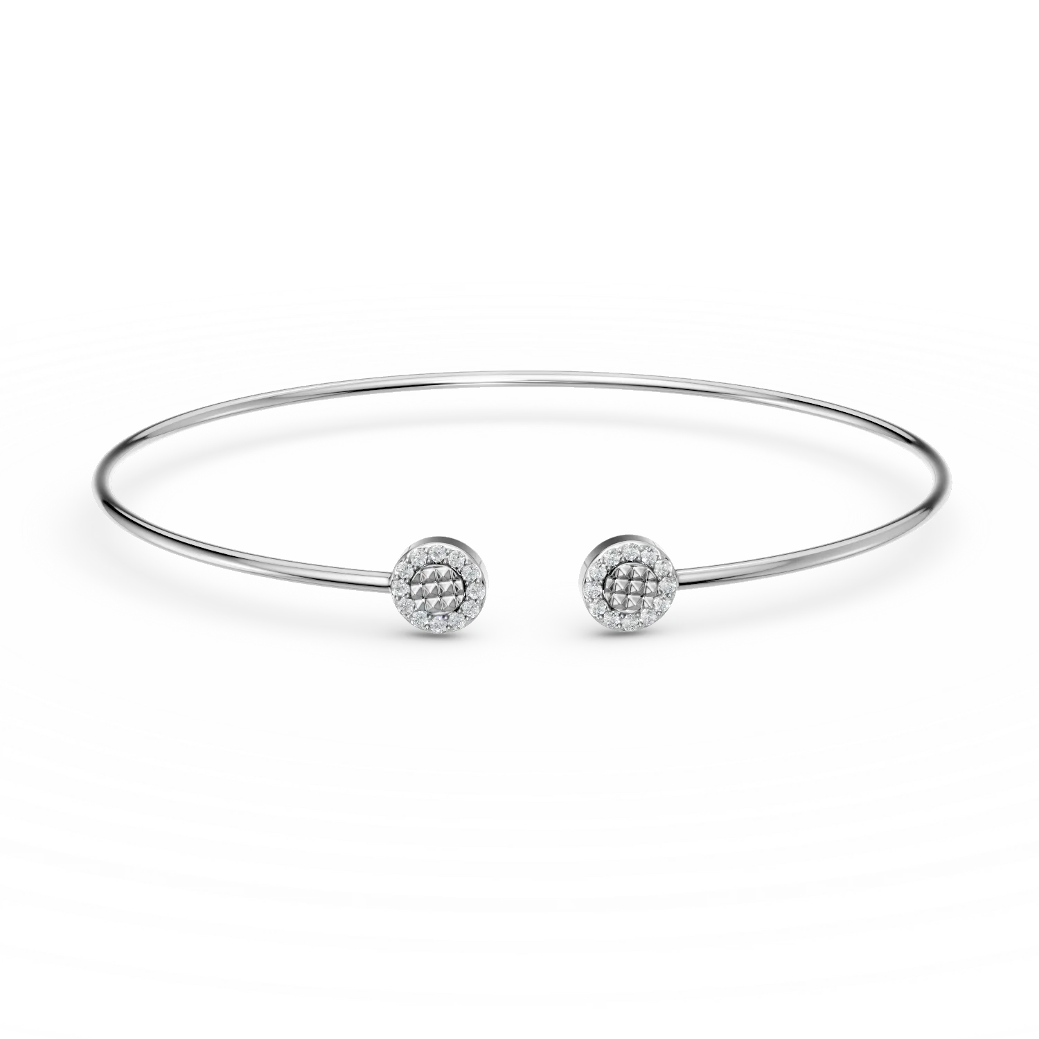 Bratara fixa deschisa din aur alb cu zirconii