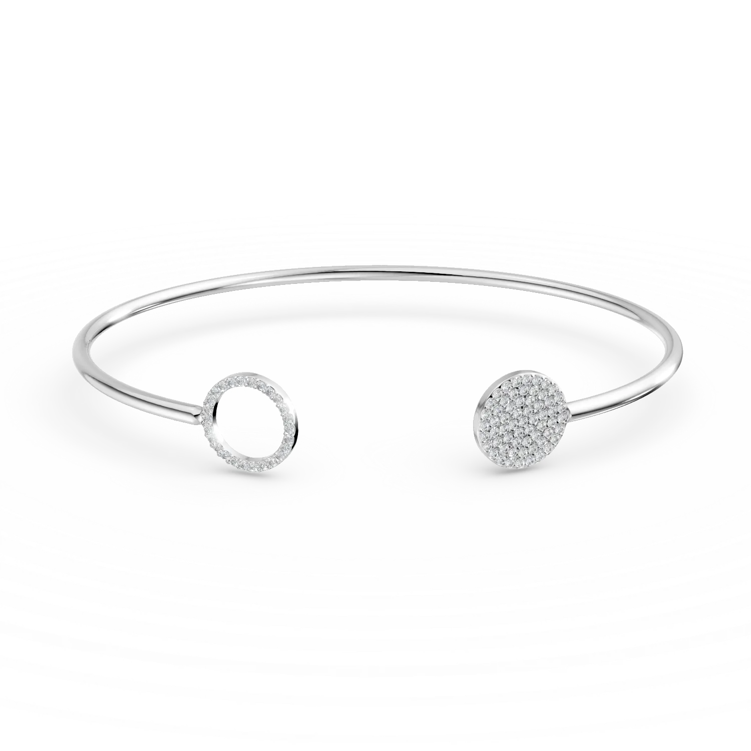 Bratara fixa deschisa din aur alb cu zirconii