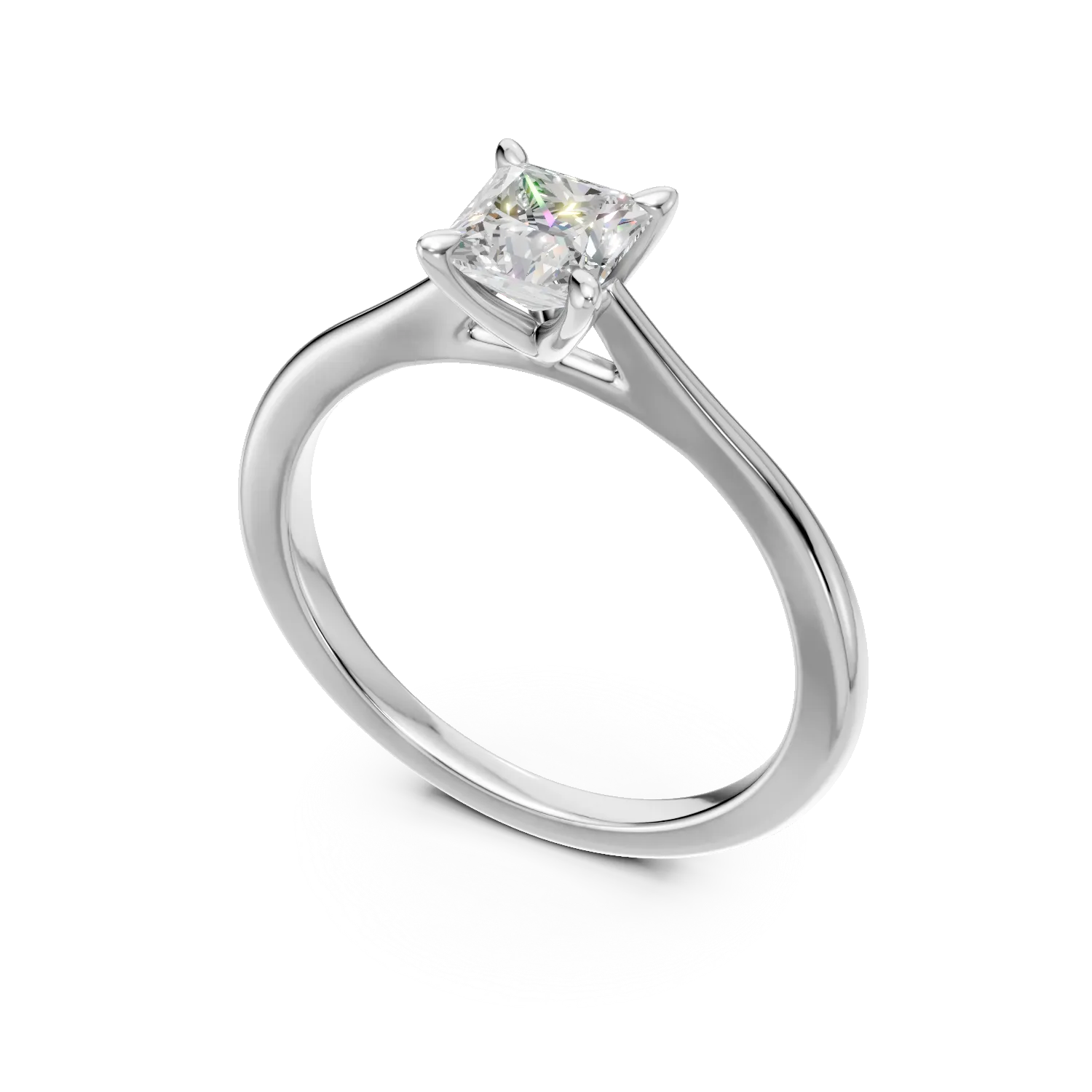 Inel de logodna din aur alb cu diamant de 0.5ct creat in laborator