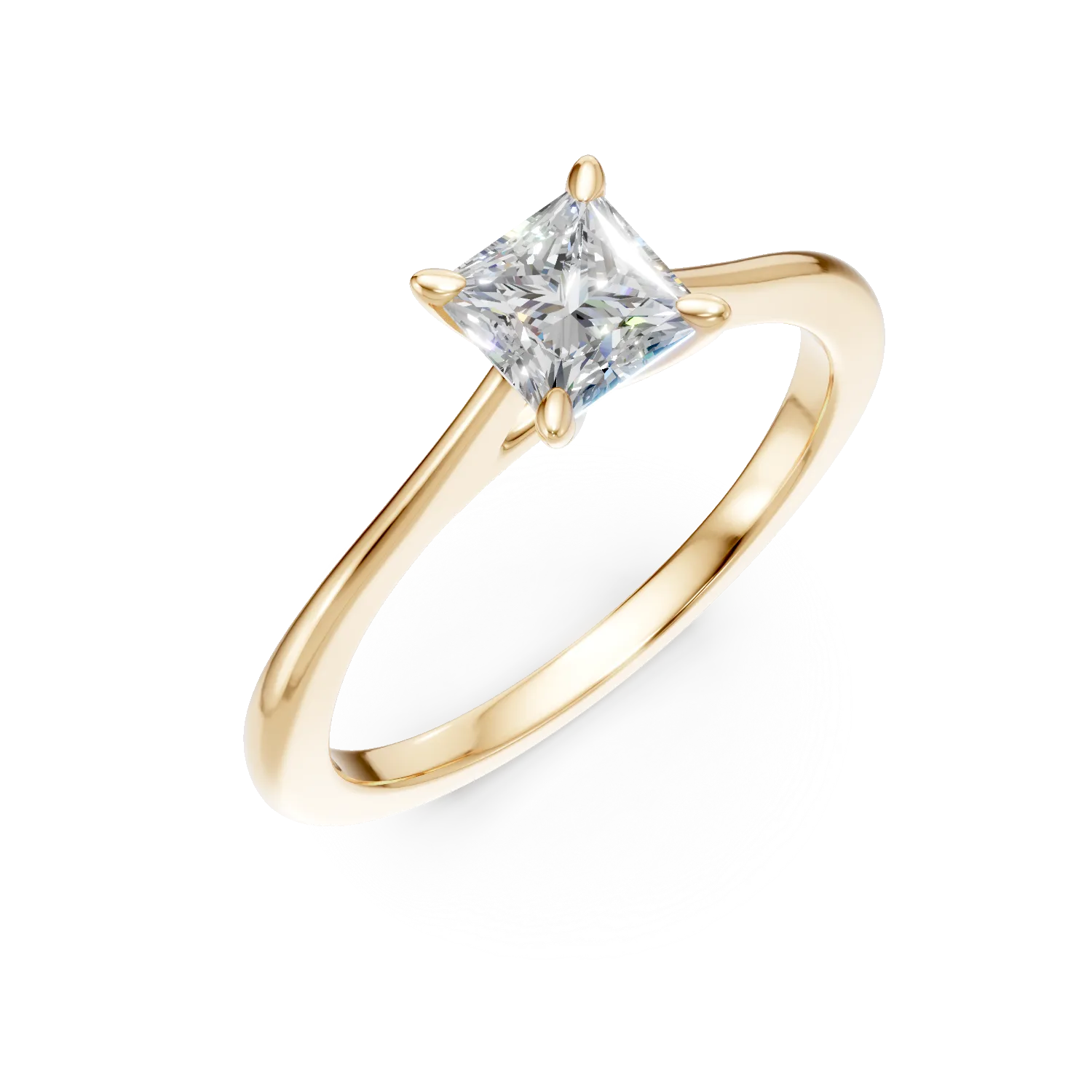 Inel de logodna din aur galben cu diamant de 0.5ct creat in laborator