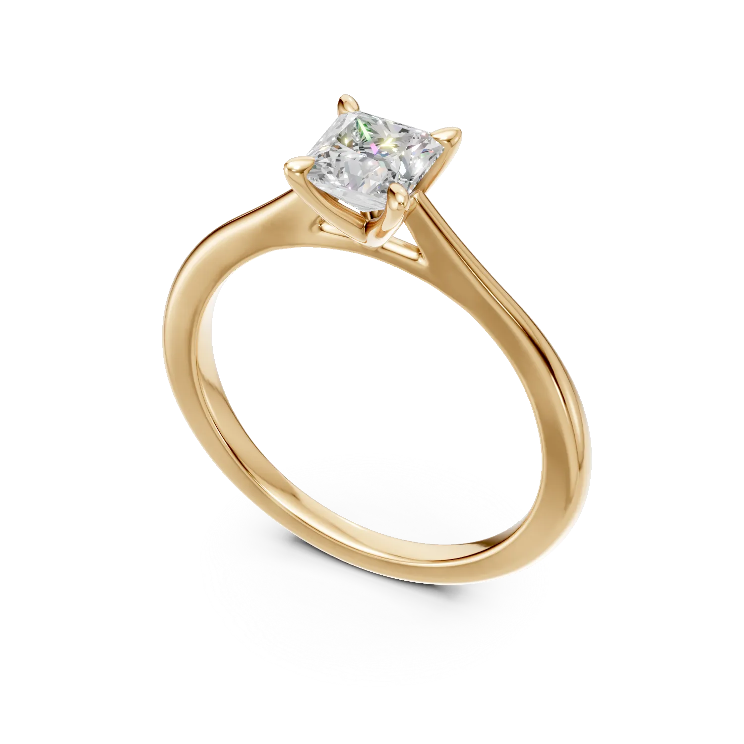 Inel de logodna din aur galben cu diamant de 0.5ct creat in laborator
