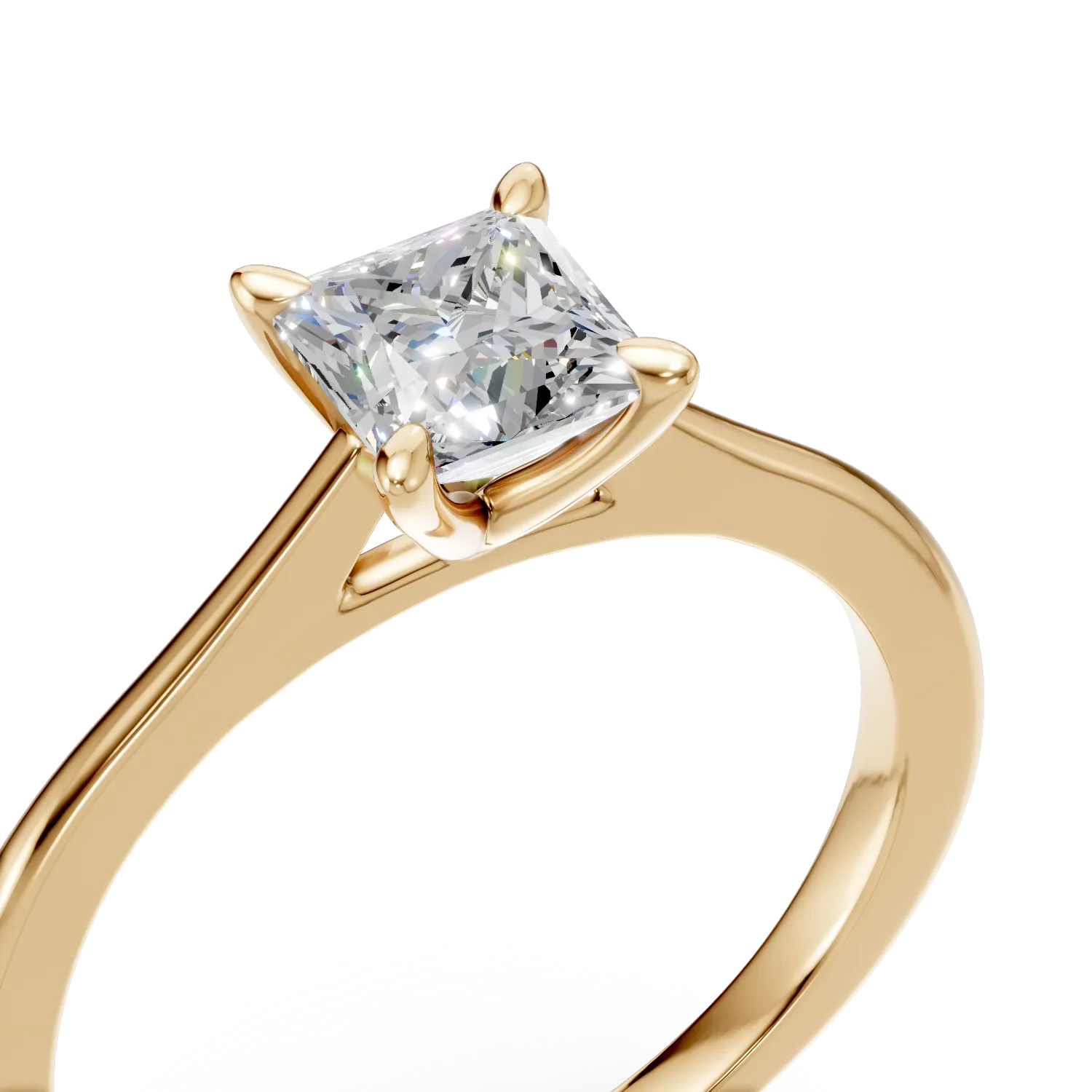 Inel de logodna din aur galben cu diamant de 0.5ct creat in laborator