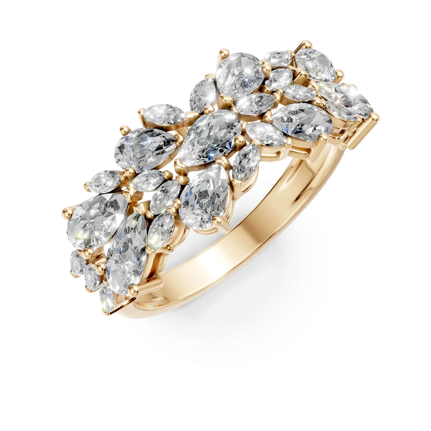 Inel din aur galben cu zirconii microsetting