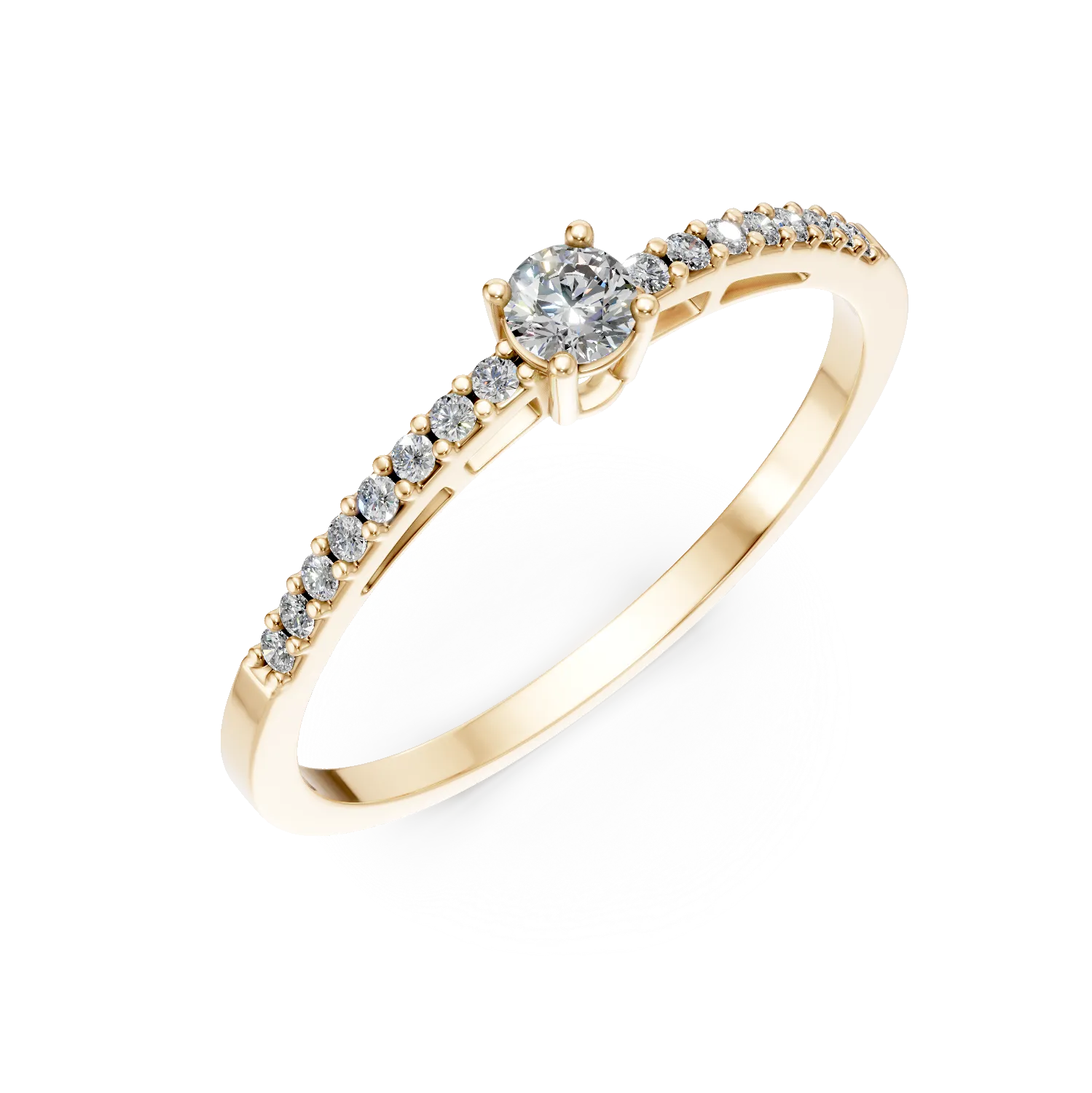 Inel de logodna din aur galben cu zirconii - imagine 7