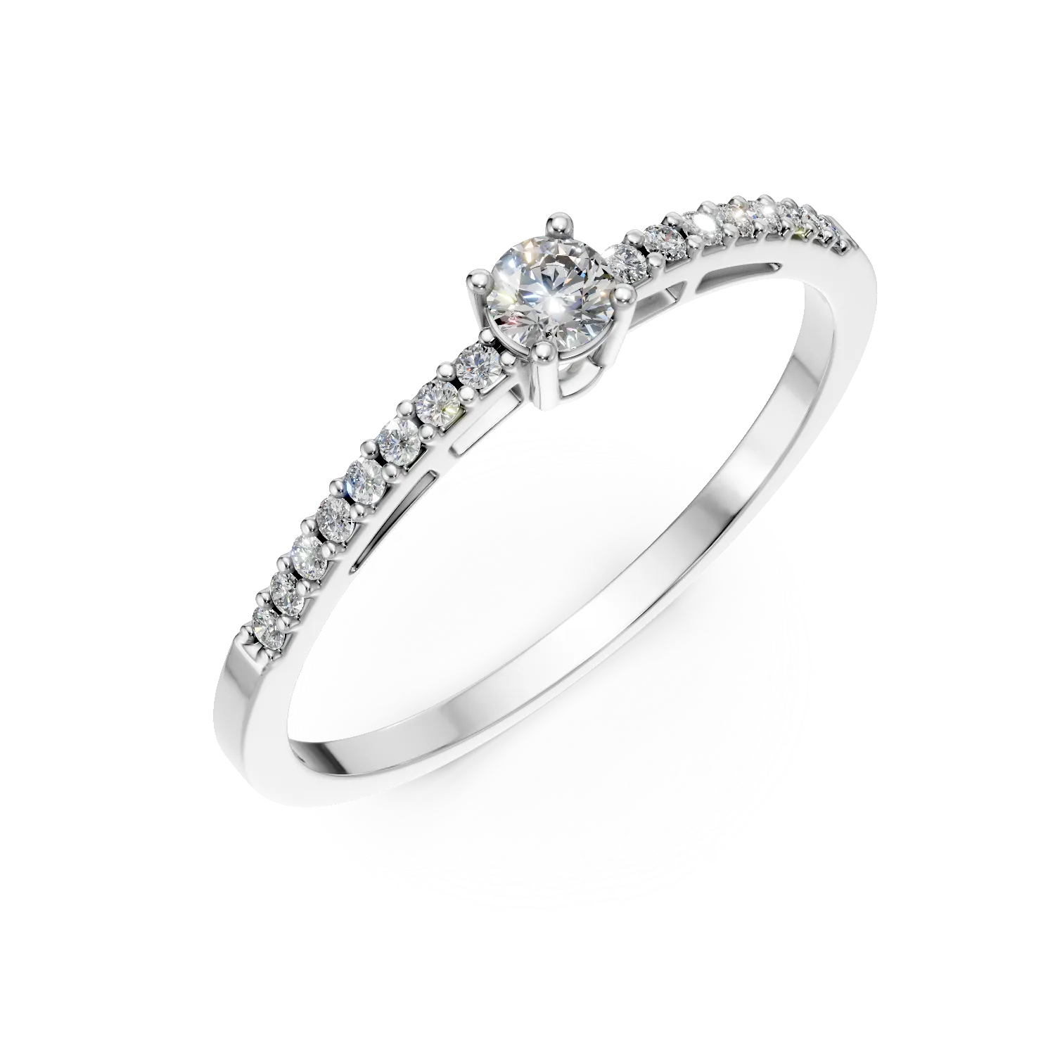 Inel de logodna din aur alb cu zirconii - imagine 8