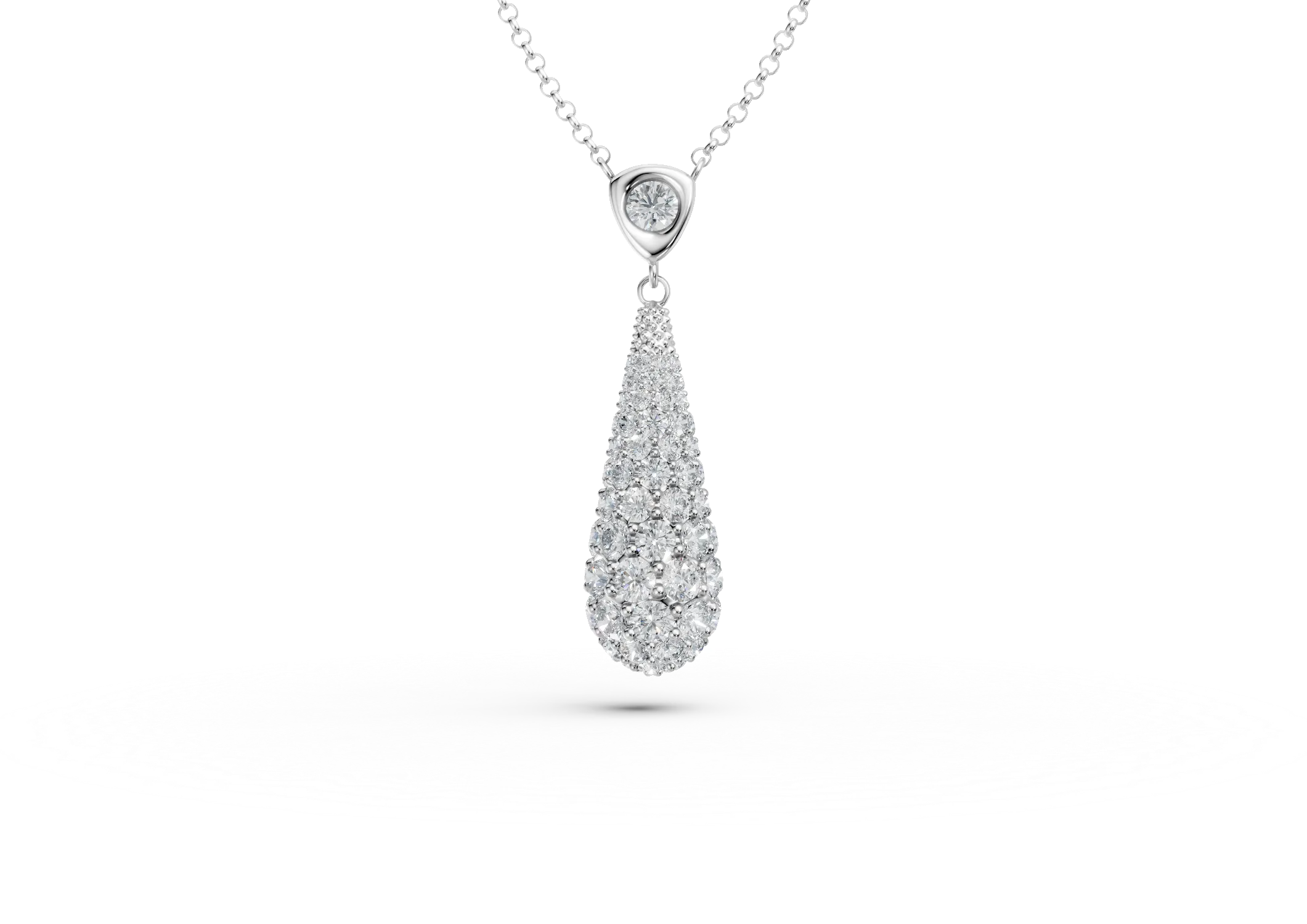 Lant cu pandantiv lacrima din argint cu zirconii