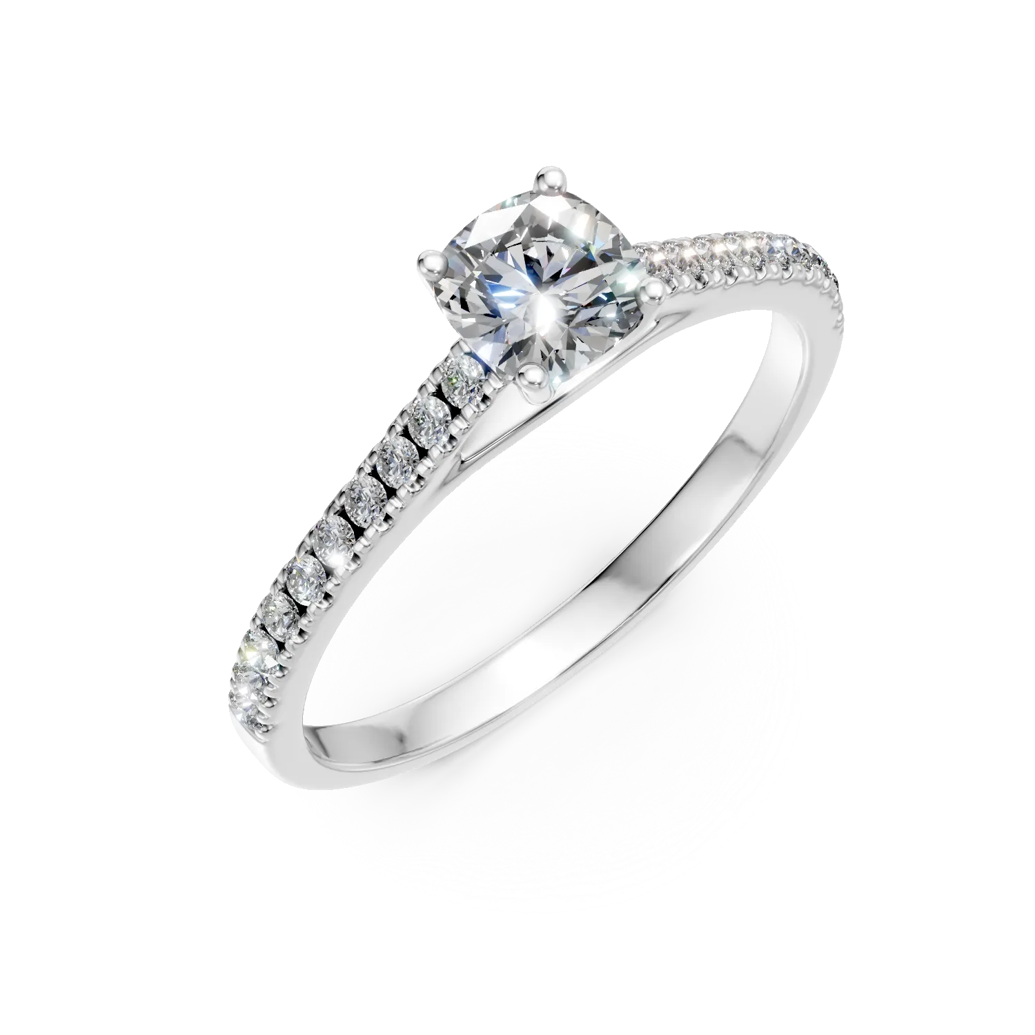 Inel de logodna din aur alb cu diamante de 0.7ct create in laborator