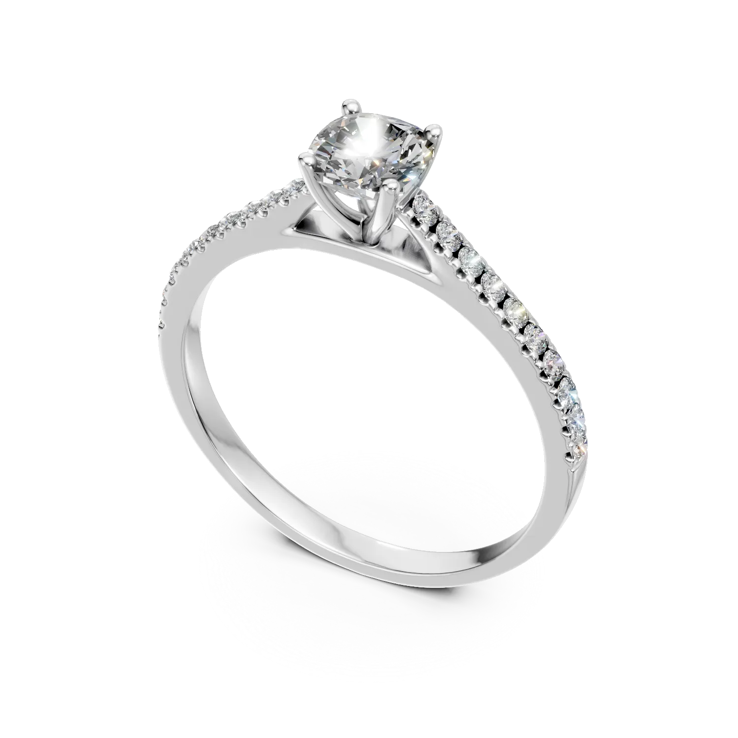 Inel de logodna din aur alb cu diamante de 0.7ct create in laborator