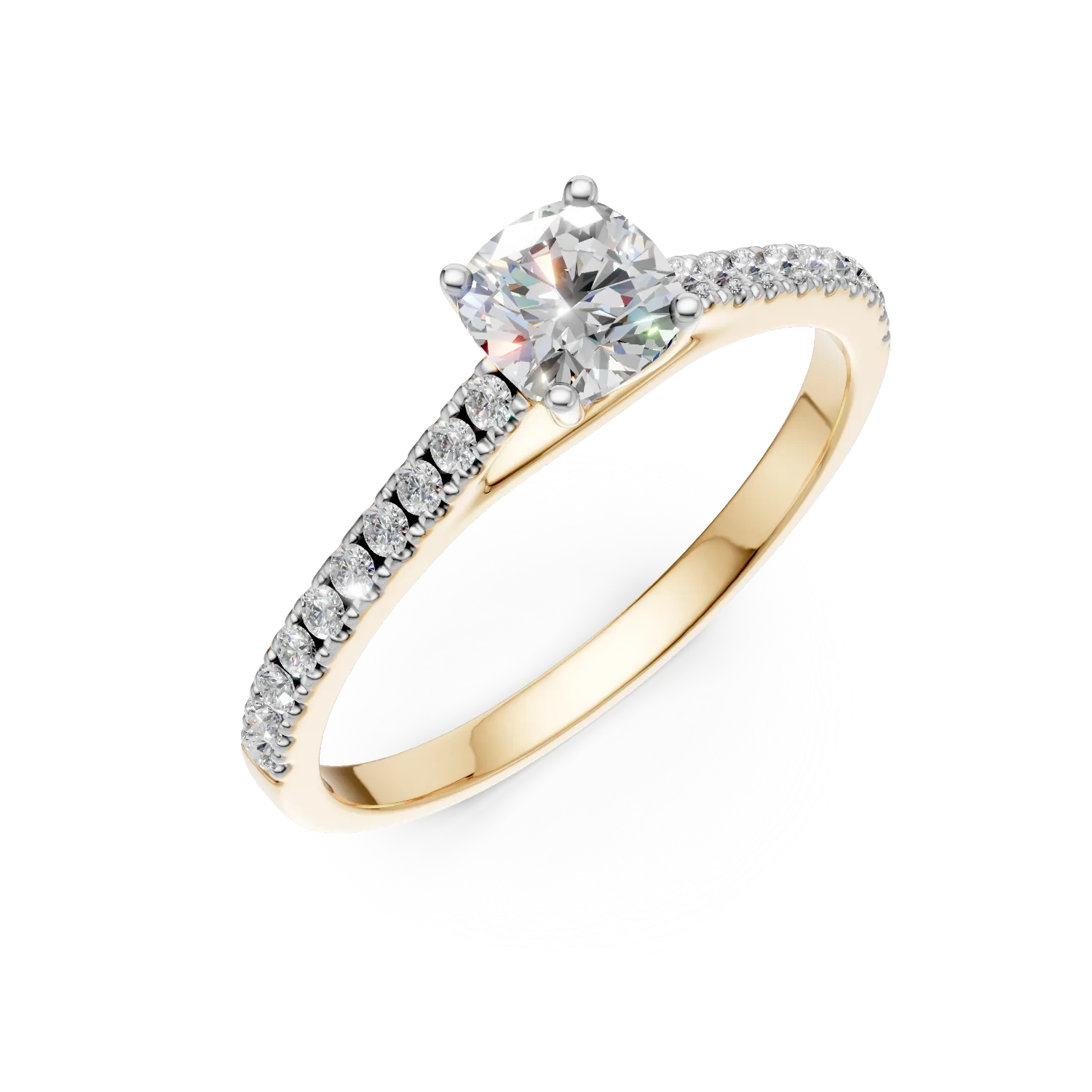 Inel de logodna din aur galben cu diamante de 0.7ct create in laborator