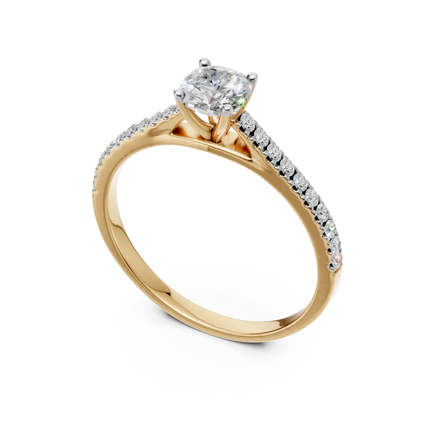 Inel de logodna din aur galben cu diamante de 0.71ct create in laborator