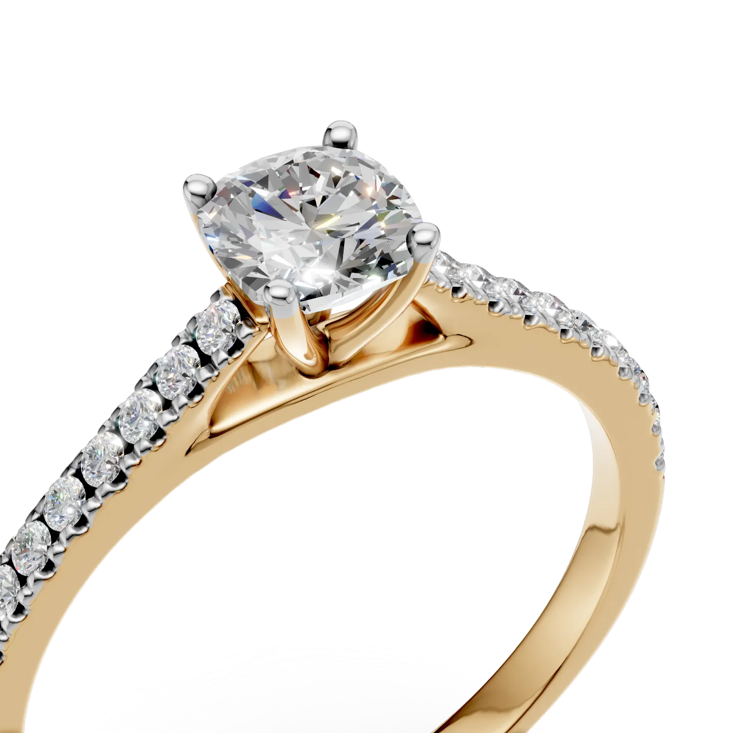 Inel de logodna din aur galben cu diamante de 0.71ct create in laborator