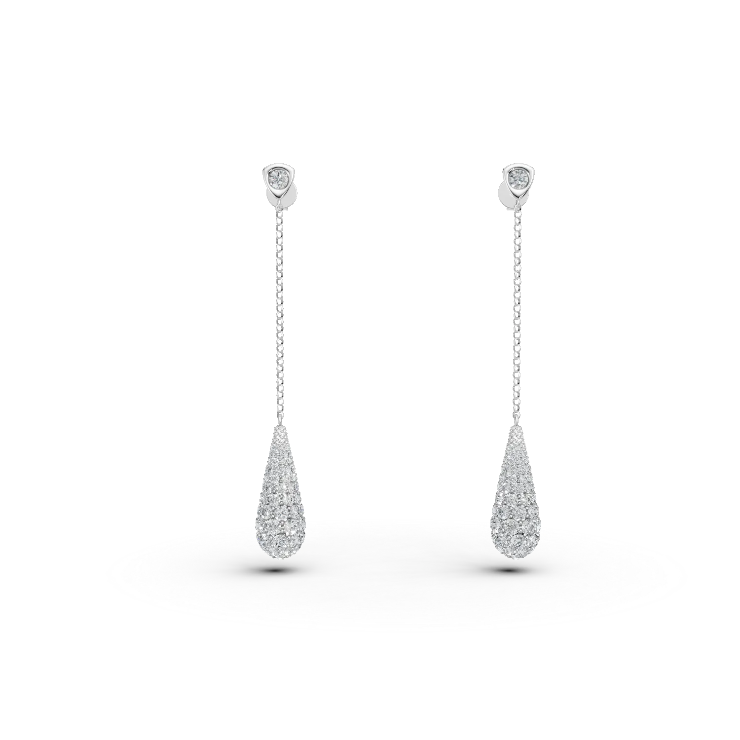 Cercei lungi lacrima din argint cu zirconii