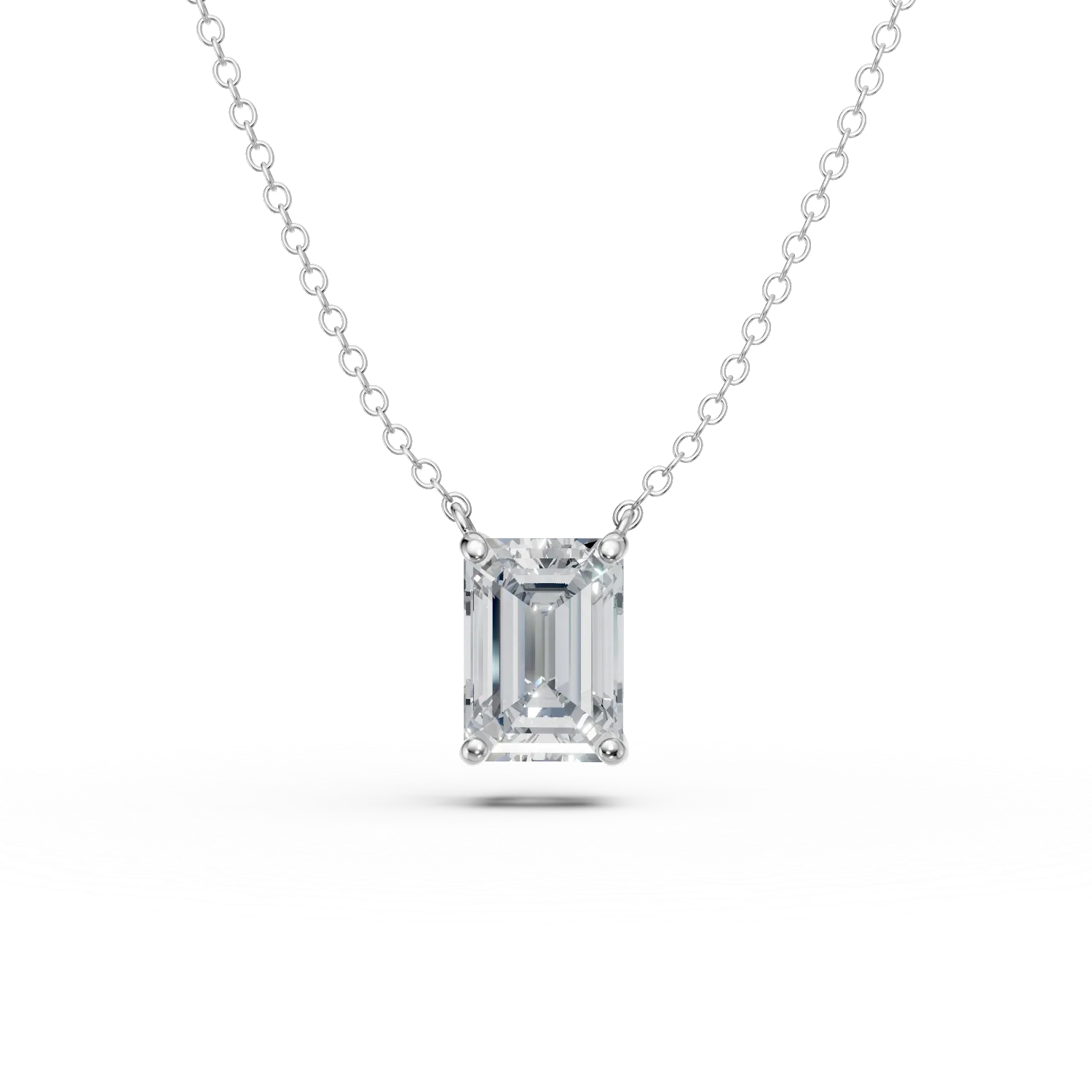 Lant cu pandantiv geometric din aur alb cu diamant de 0.7ct creat in laborator